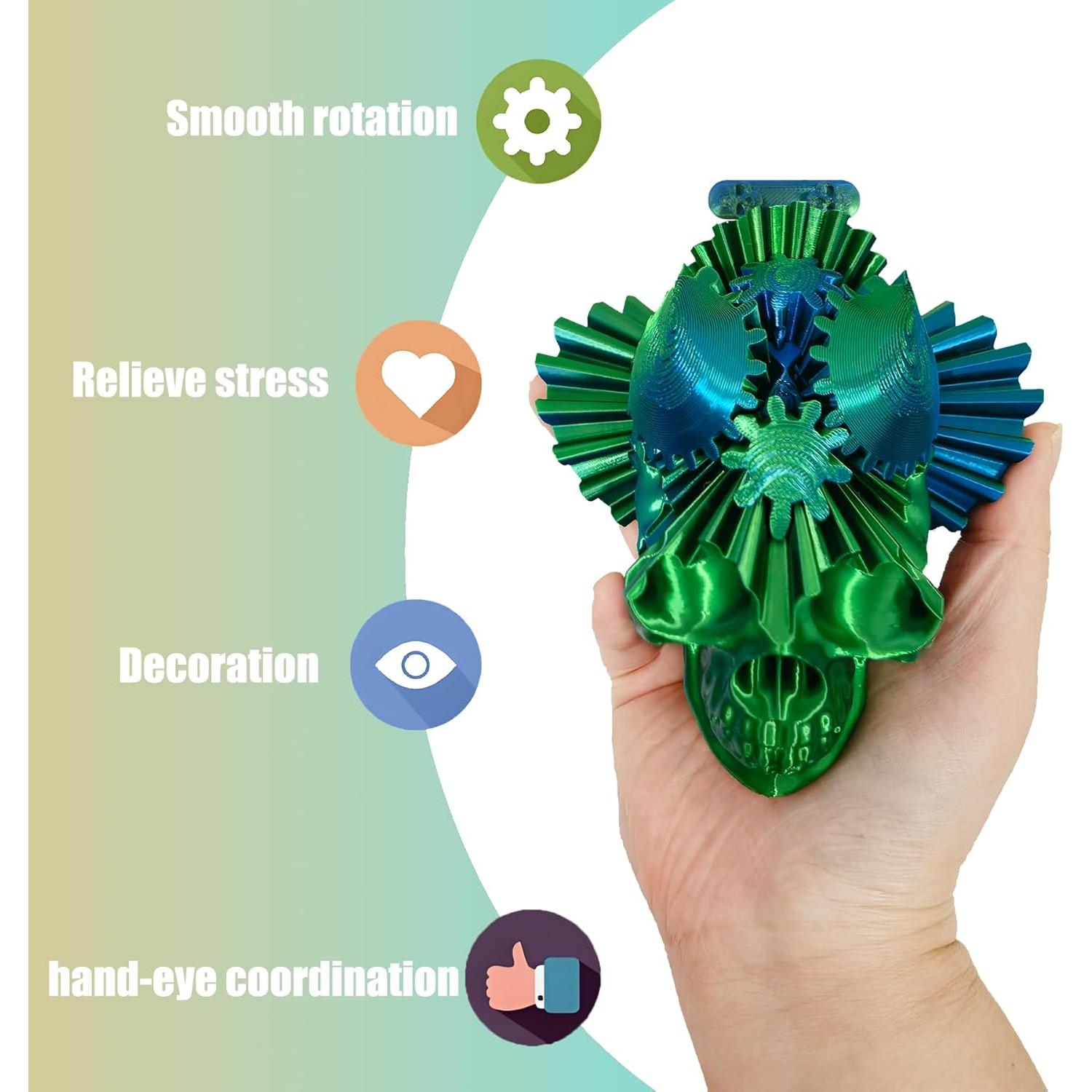 Gear Skull Ball, Gearhead Sphere, 3D Printed Gear Skeleton, Gear Spin Ball Fidget, Gearsphere for Stress and Anxiety Relaxing