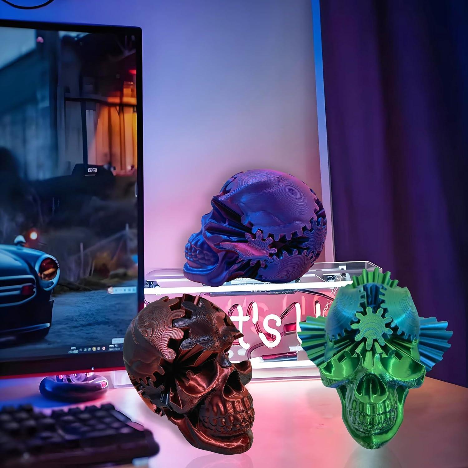 Gear Skull Ball, Gearhead Sphere, 3D Printed Gear Skeleton, Gear Spin Ball Fidget, Gearsphere for Stress and Anxiety Relaxing