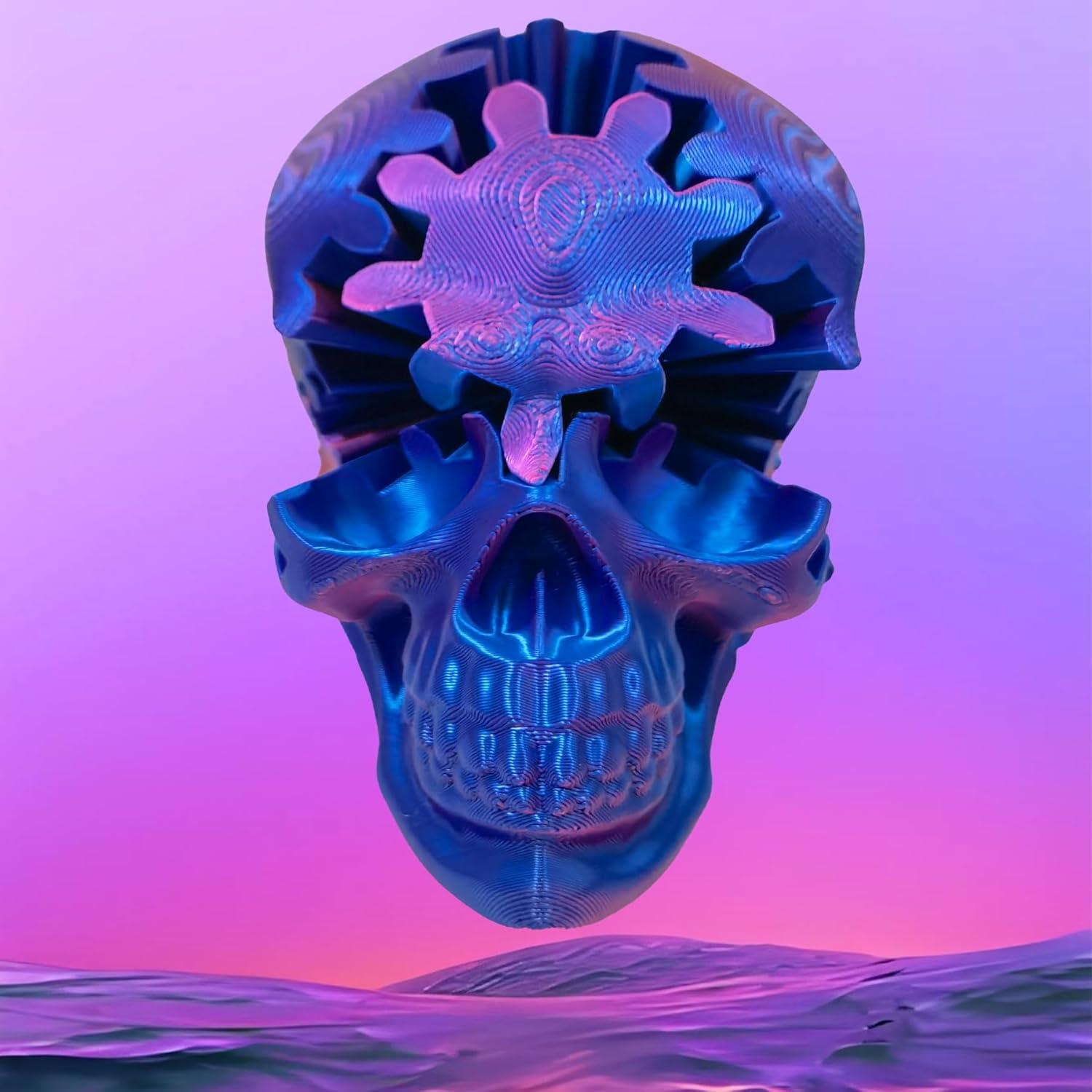 Gear Skull Ball, Gearhead Sphere, 3D Printed Gear Skeleton, Gear Spin Ball Fidget, Gearsphere for Stress and Anxiety Relaxing