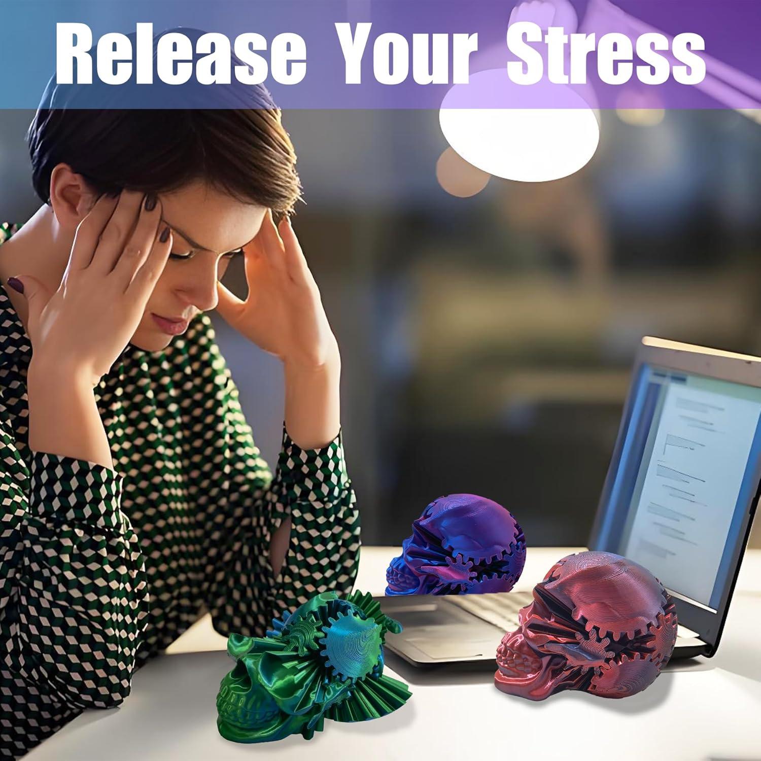 Gear Skull Ball, Gearhead Sphere, 3D Printed Gear Skeleton, Gear Spin Ball Fidget, Gearsphere for Stress and Anxiety Relaxing