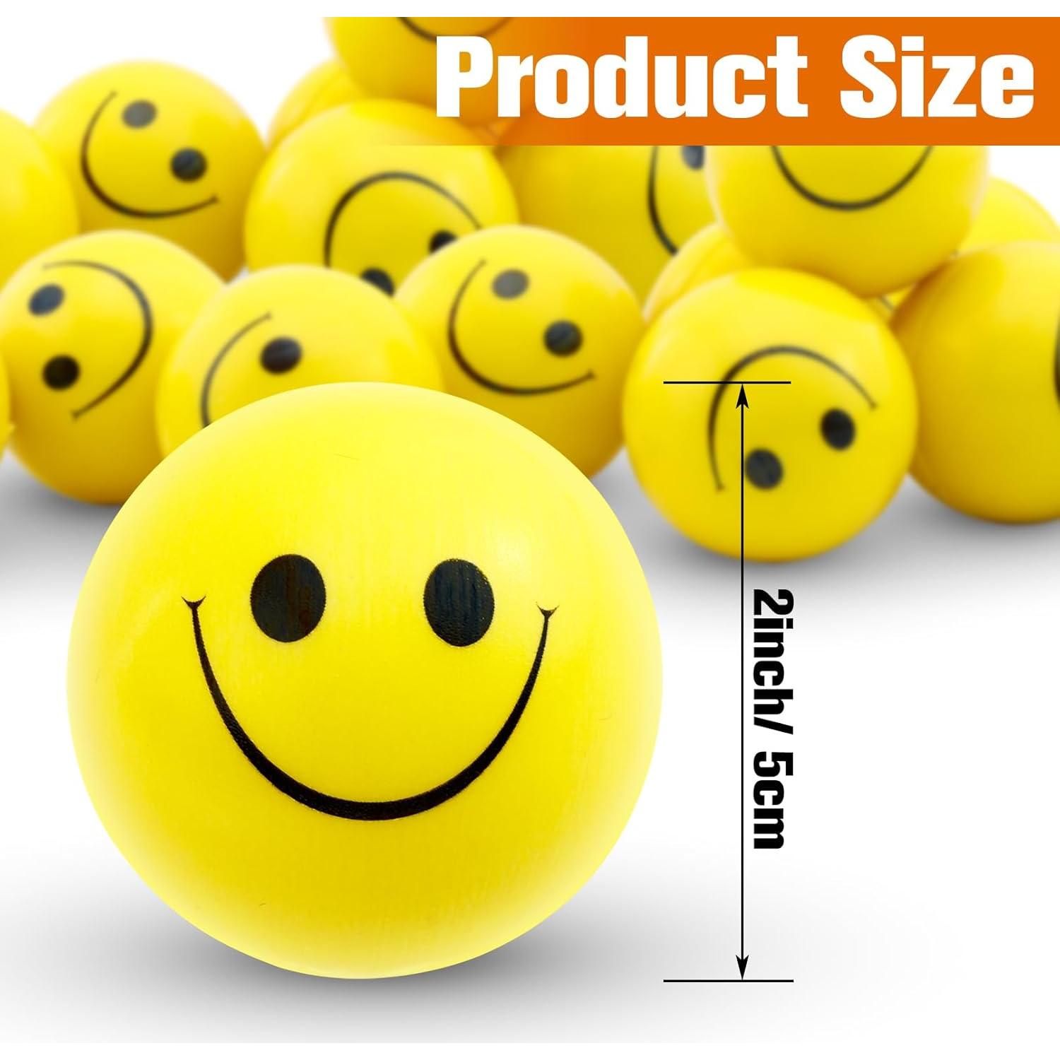 40 Pelotas Antiestrés Amarillas Carita Sonriente 5 cm