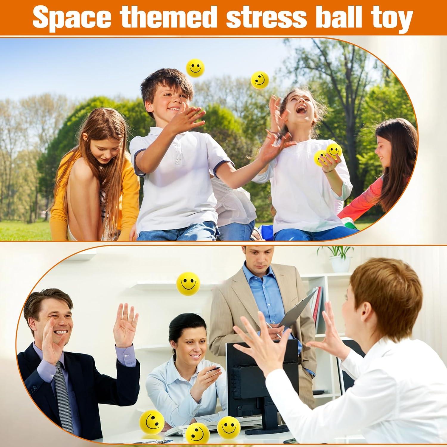 40 Pelotas Antiestrés Amarillas Carita Sonriente 5 cm