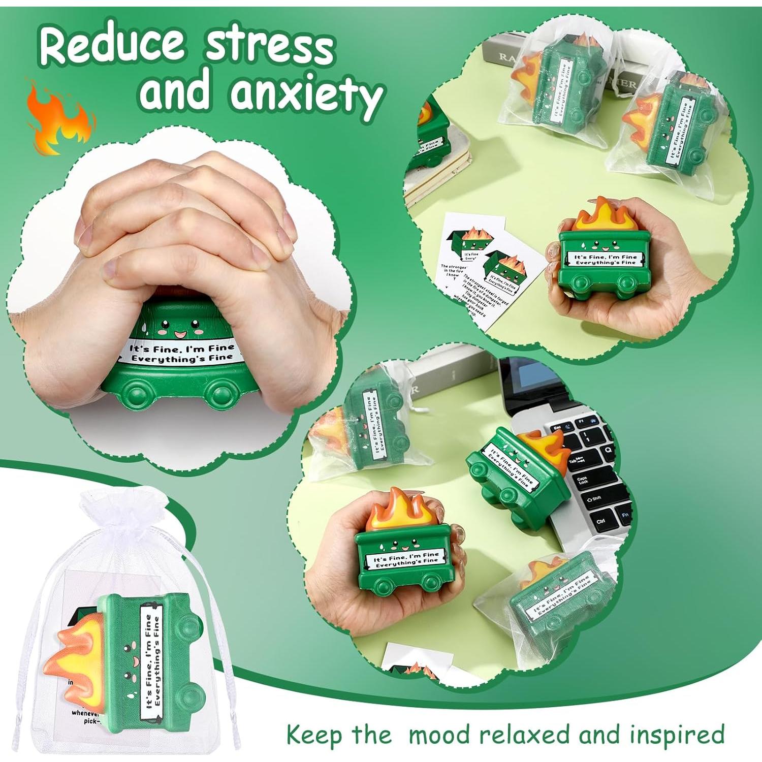 Set de 10 Pelotas Antiestrés Motivacionales Hollowfly Verde