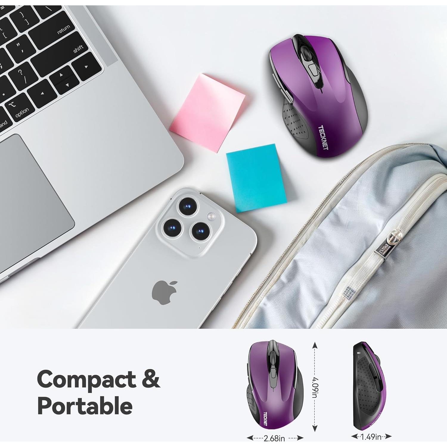 Ratón Inalámbrico TECKNET EWM01005PA01 Silencioso 6 DPI Púrpura