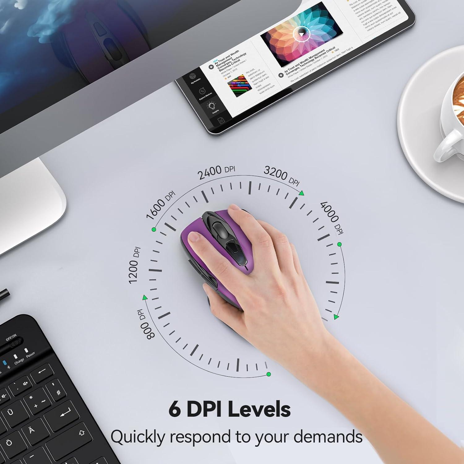 Ratón Inalámbrico TECKNET EWM01005PA01 Silencioso 6 DPI Púrpura