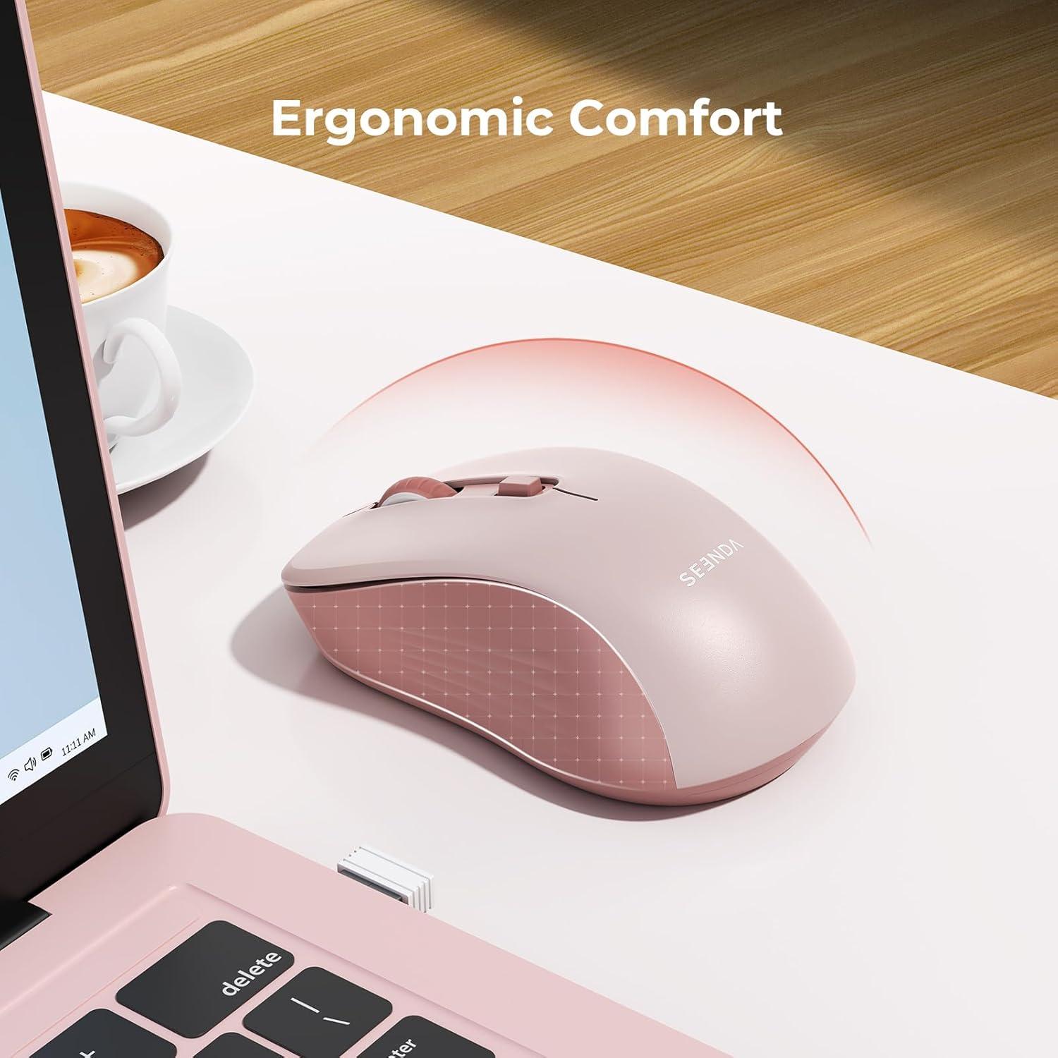 Ratón Inalámbrico Seenda Rosa Bluetooth y USB Doble Modo