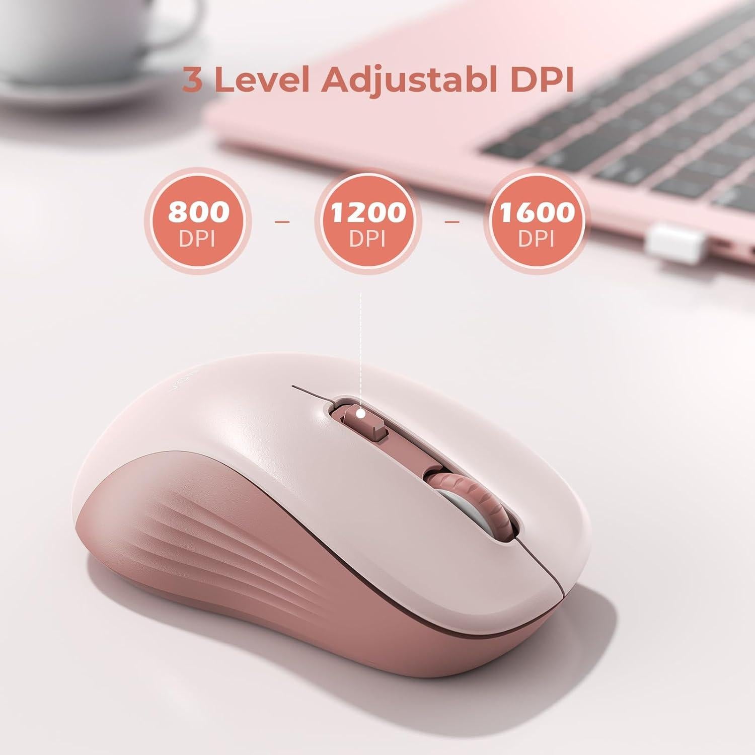 Ratón Inalámbrico Seenda Rosa Bluetooth y USB Doble Modo