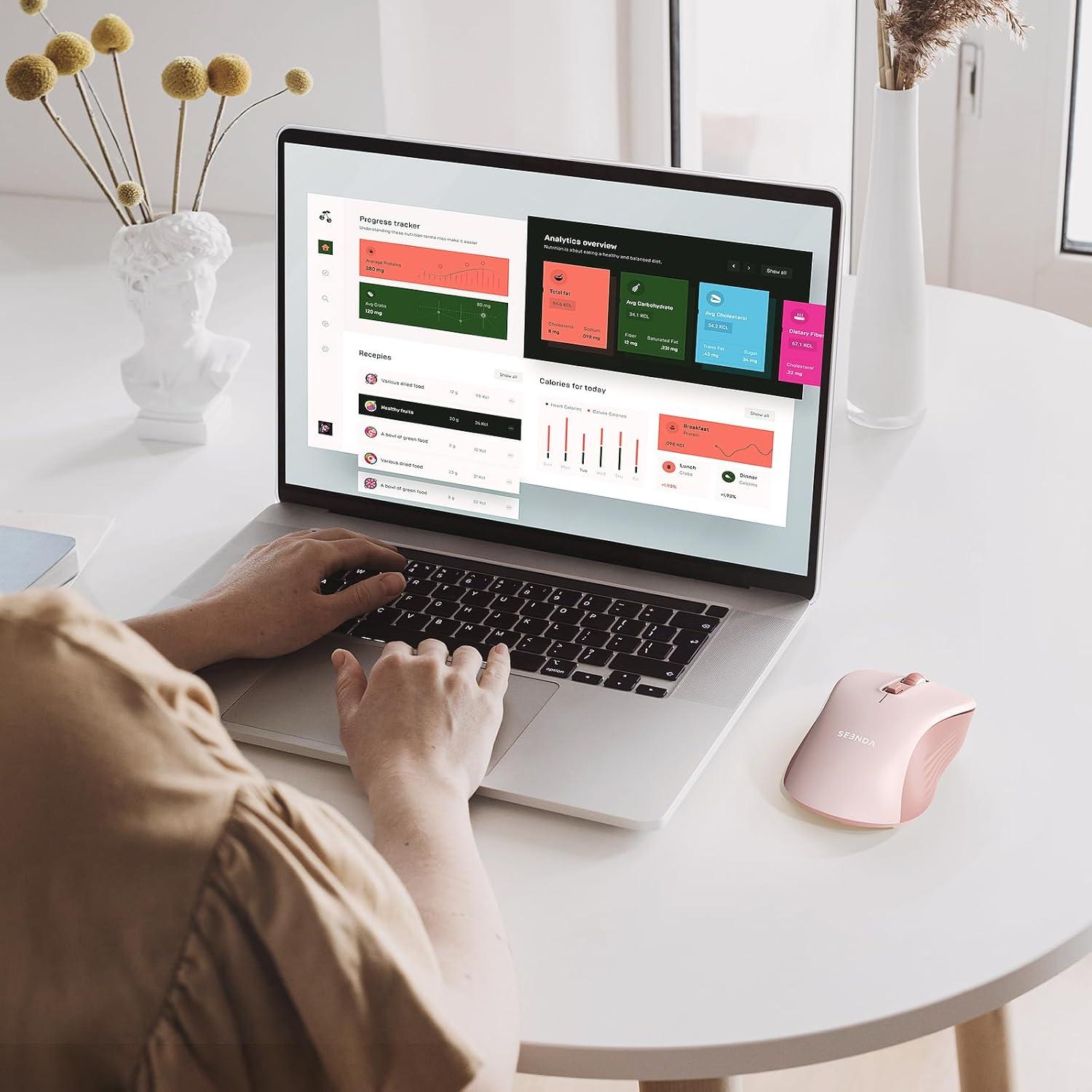 Ratón Inalámbrico Seenda Rosa Bluetooth y USB Doble Modo