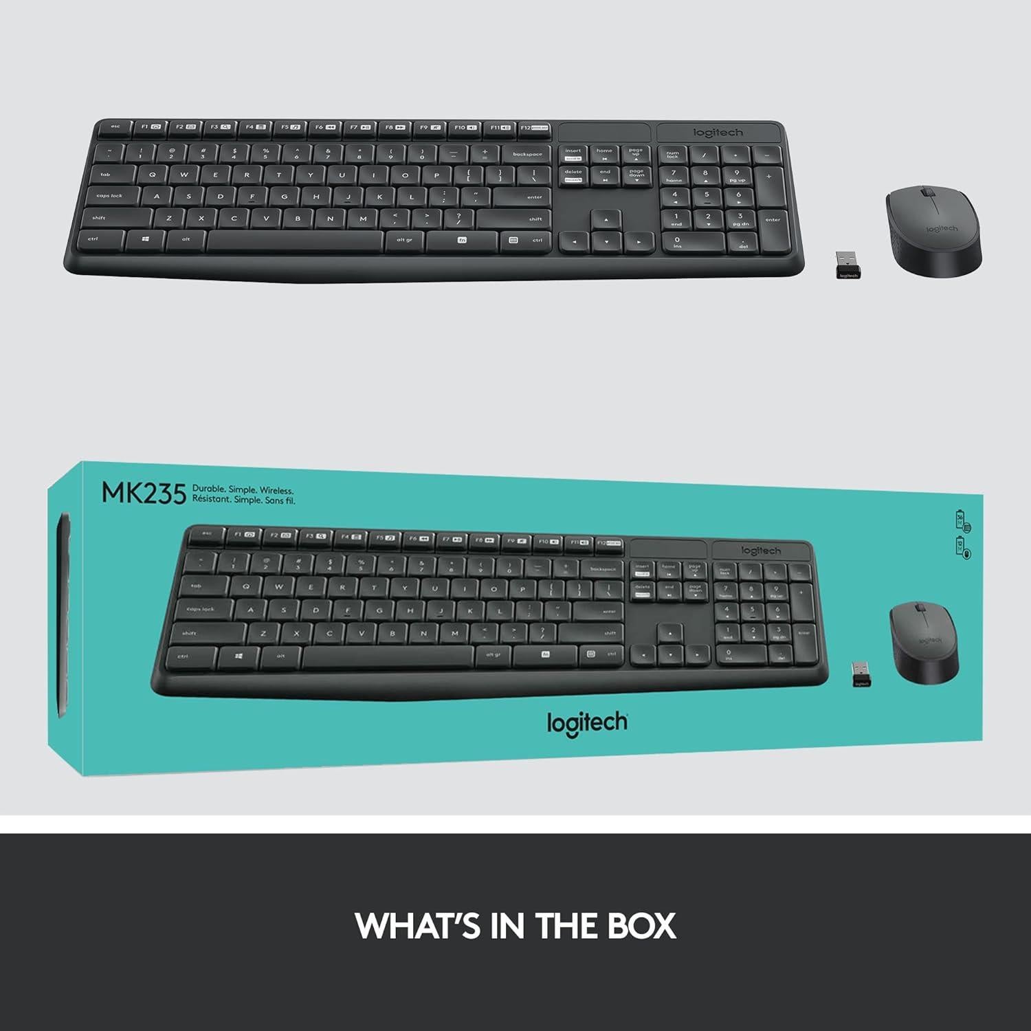 Combo Inalámbrico Teclado y Ratón Logitech MK235 - Gris