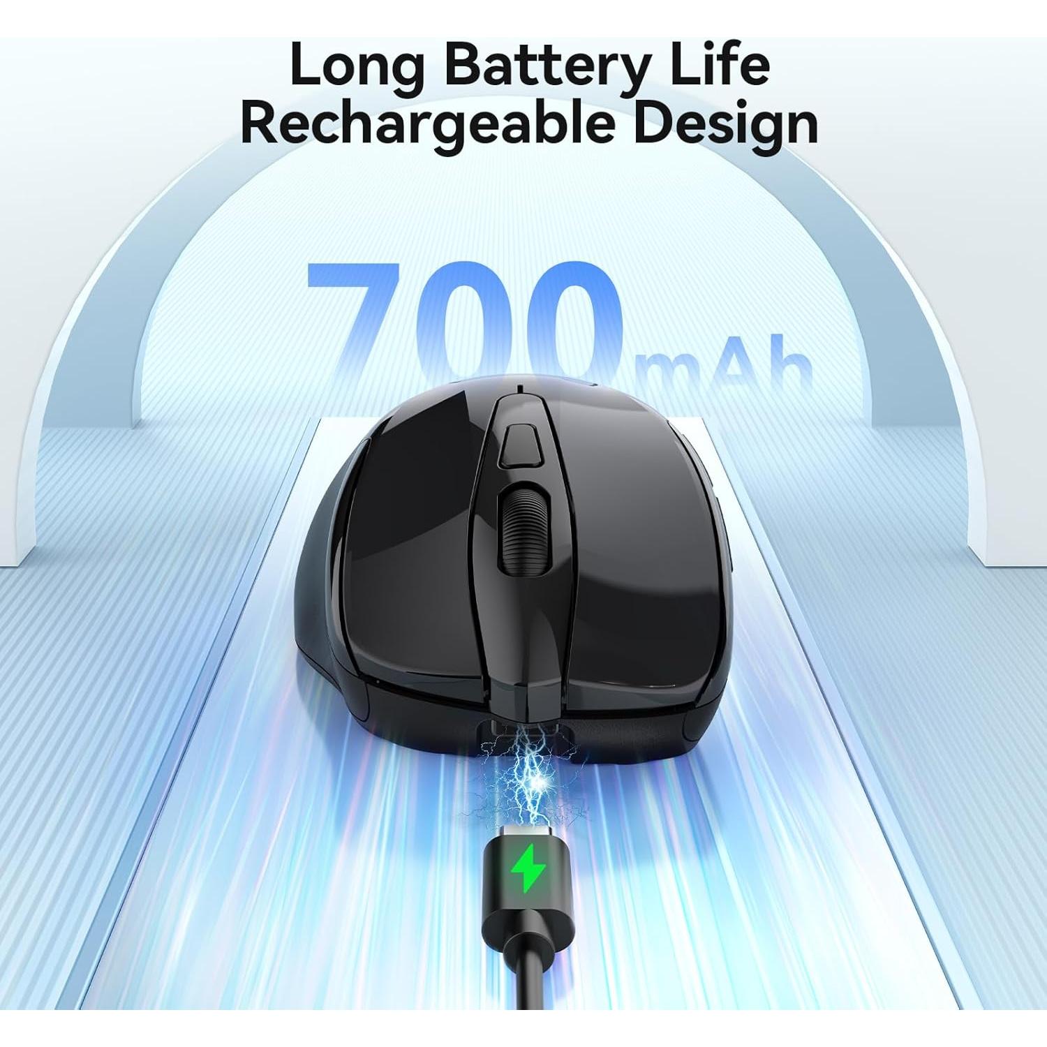 Ratón Inalámbrico Recargable TECKNET Jiggler 4800 DPI Negro