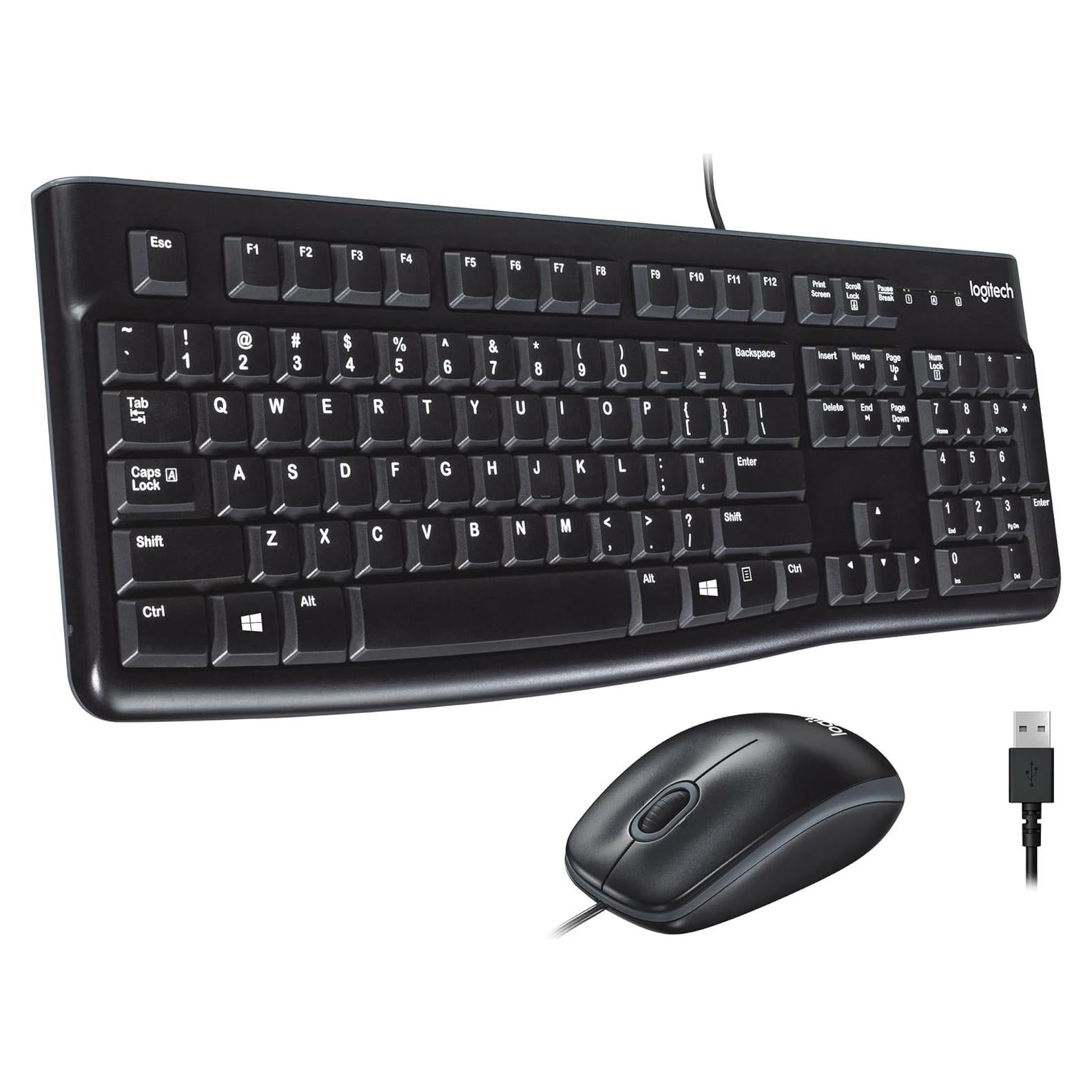 Combo Teclado y Ratón Logitech MK120 USB con Cable - Negro