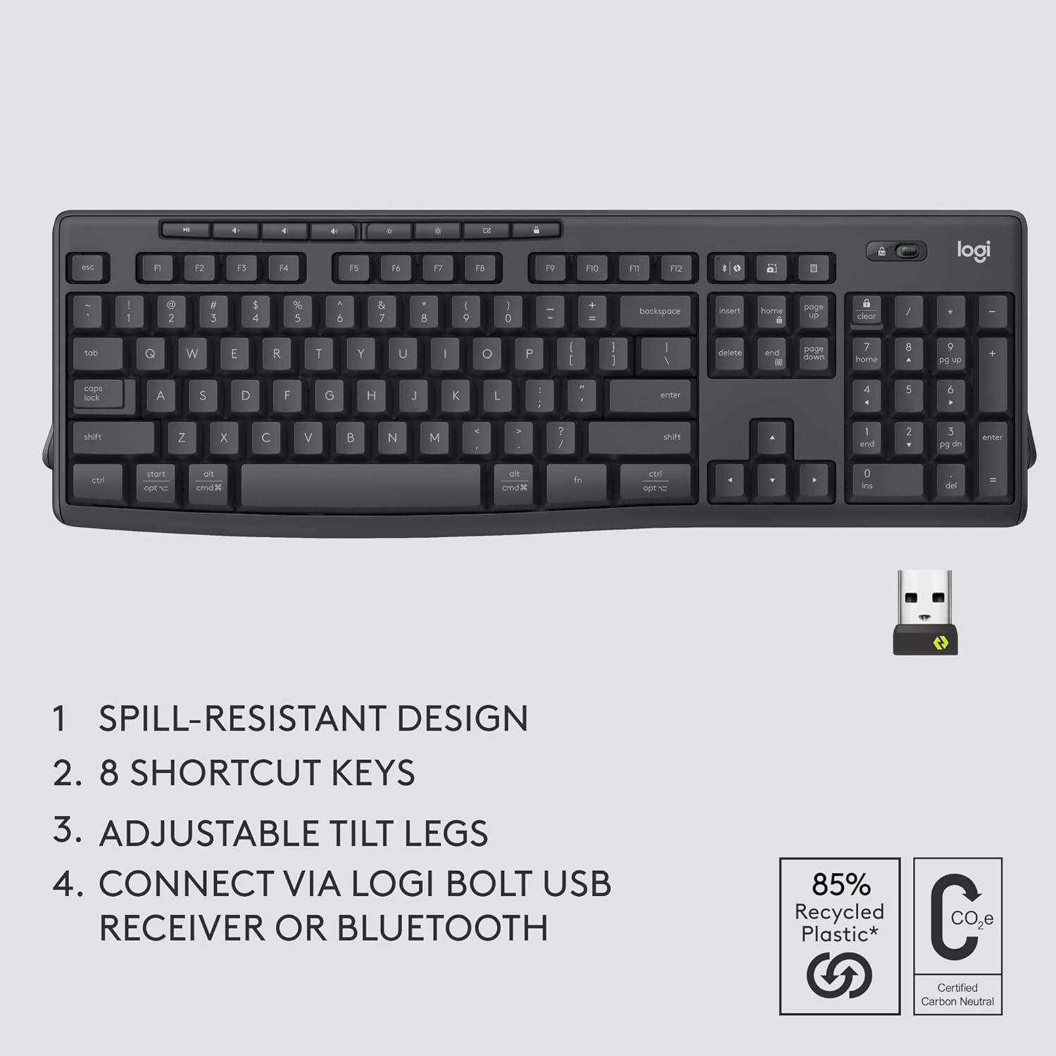 Combo Inalámbrico Logitech MK370 - Teclado y Ratón Grafito