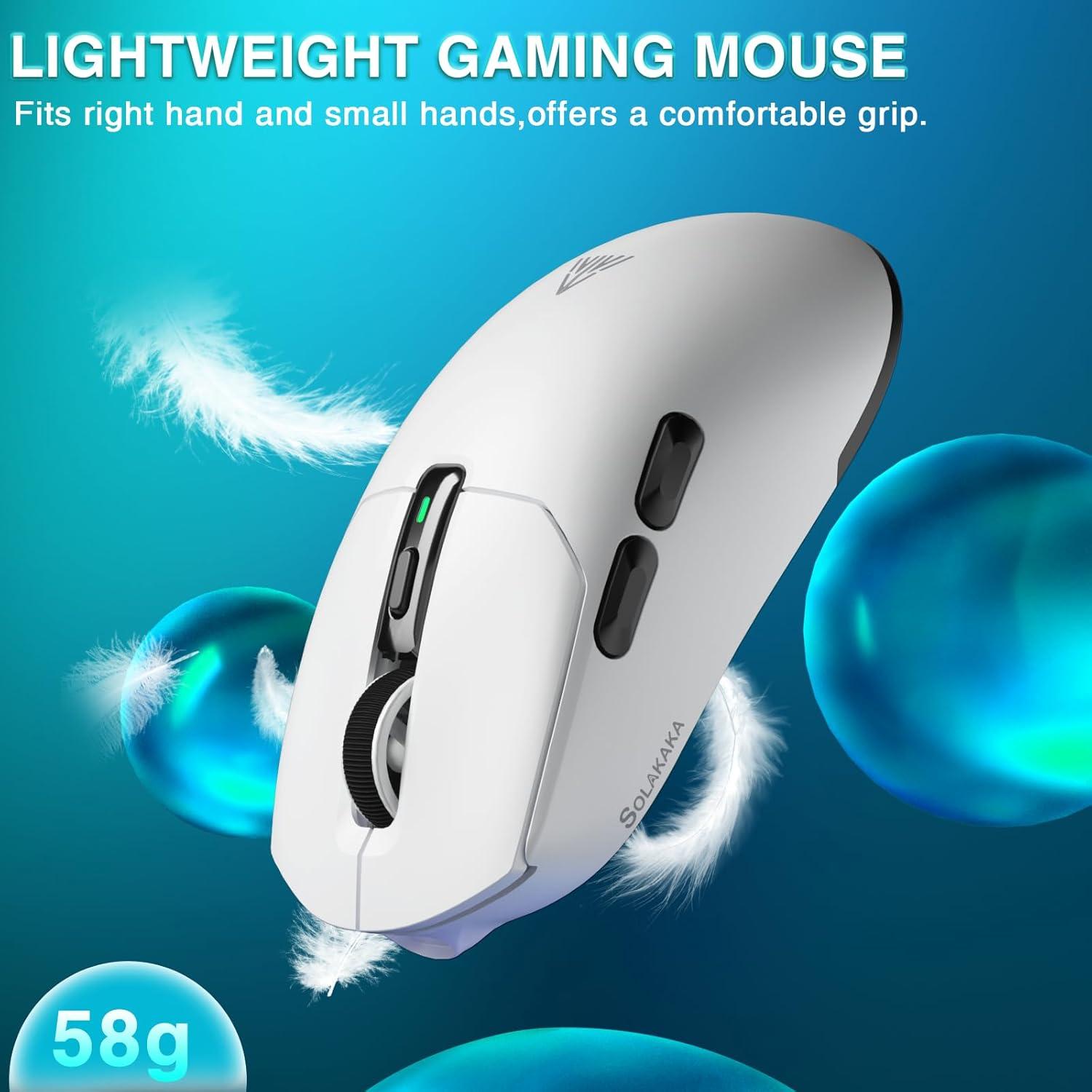 Ratón Gaming Inalámbrico SOLAKAKA SM820 24000 DPI RGB Blanco