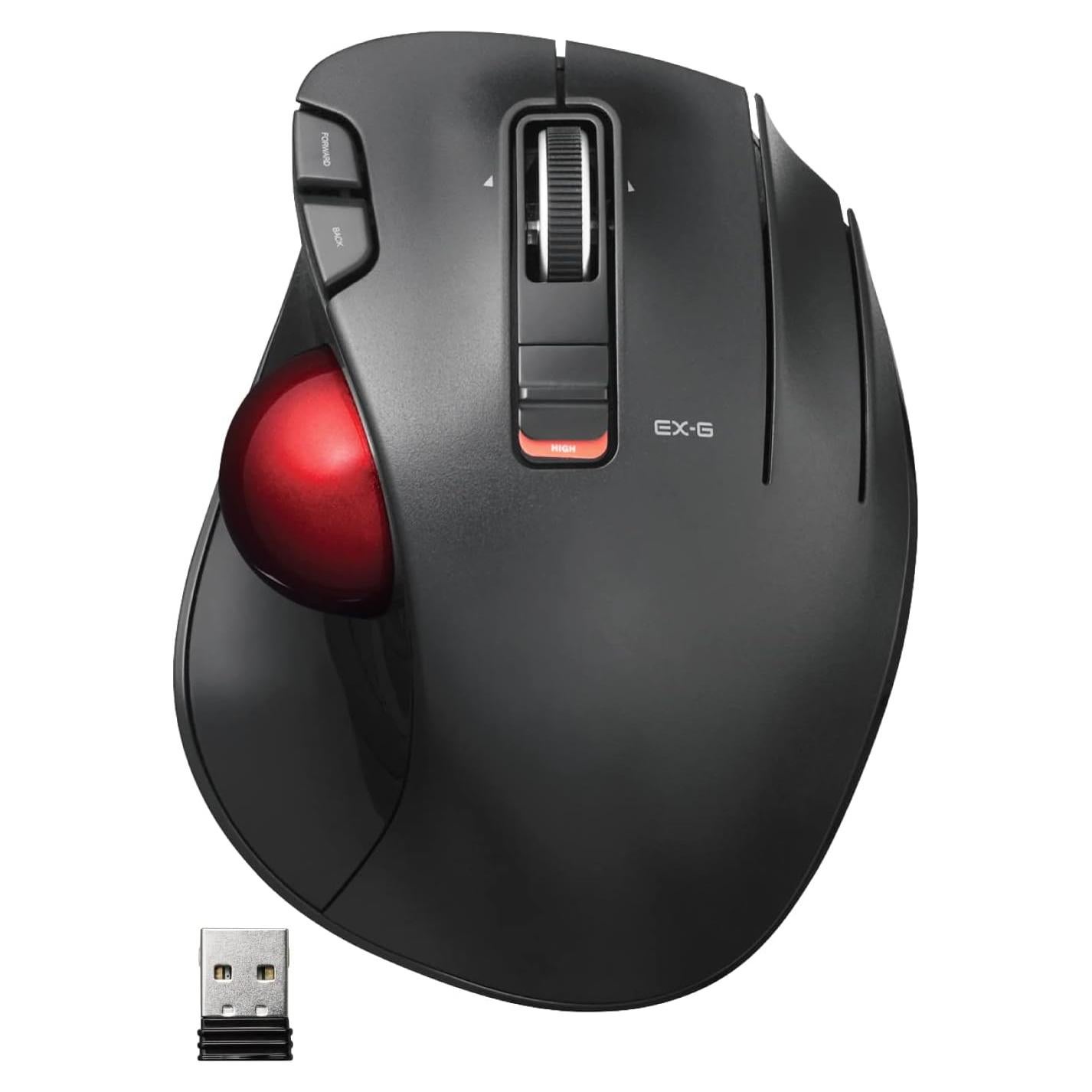 Ratón Trackball Inalámbrico ELECOM EX-G, Ergonómico, 6 Botones