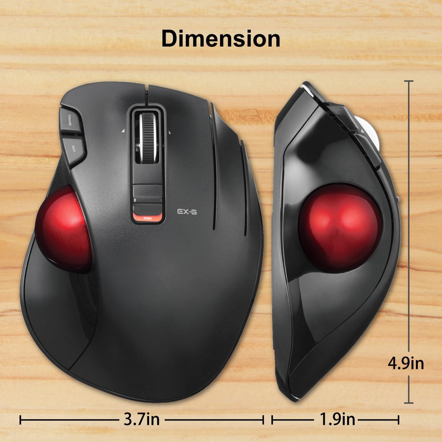 Ratón Trackball Inalámbrico ELECOM EX-G, Ergonómico, 6 Botones