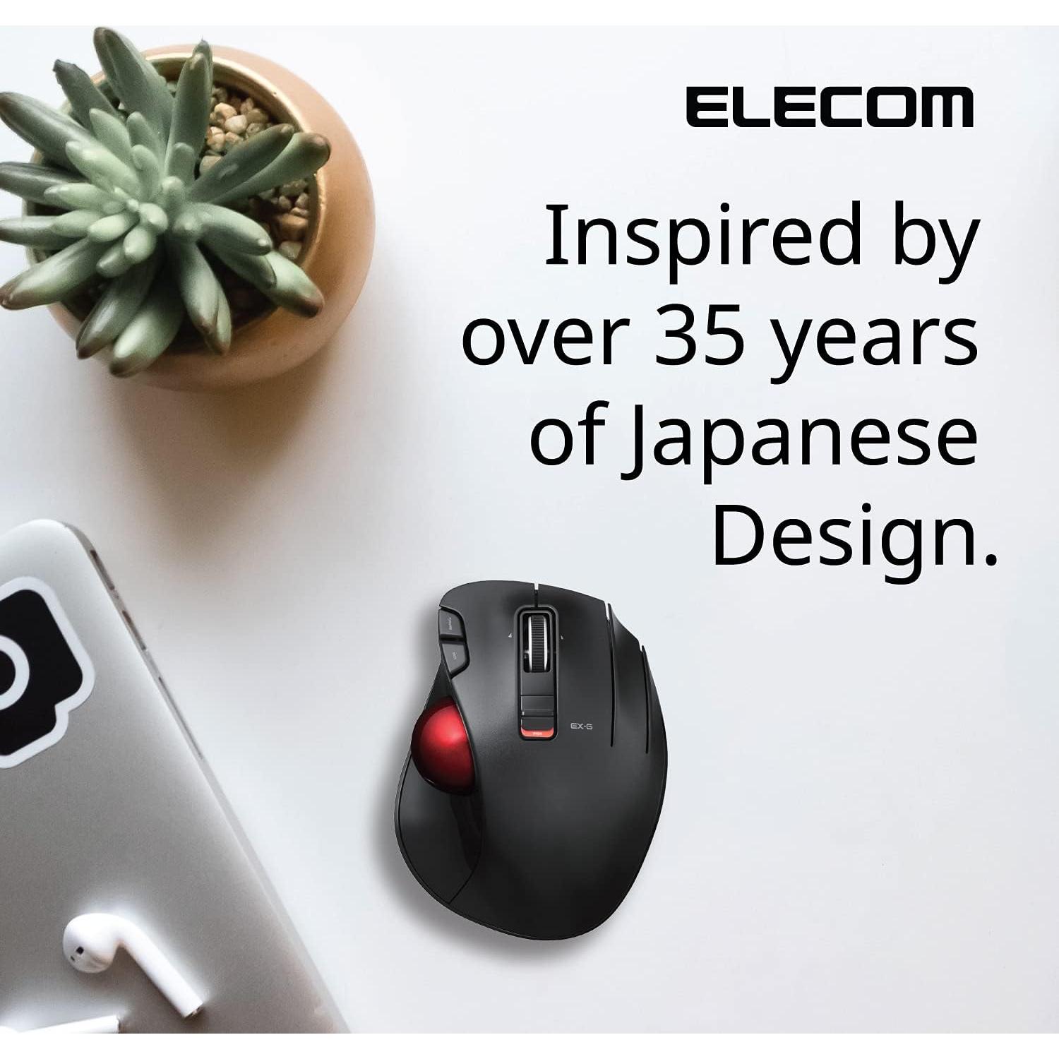 Ratón Trackball Inalámbrico ELECOM EX-G, Ergonómico, 6 Botones