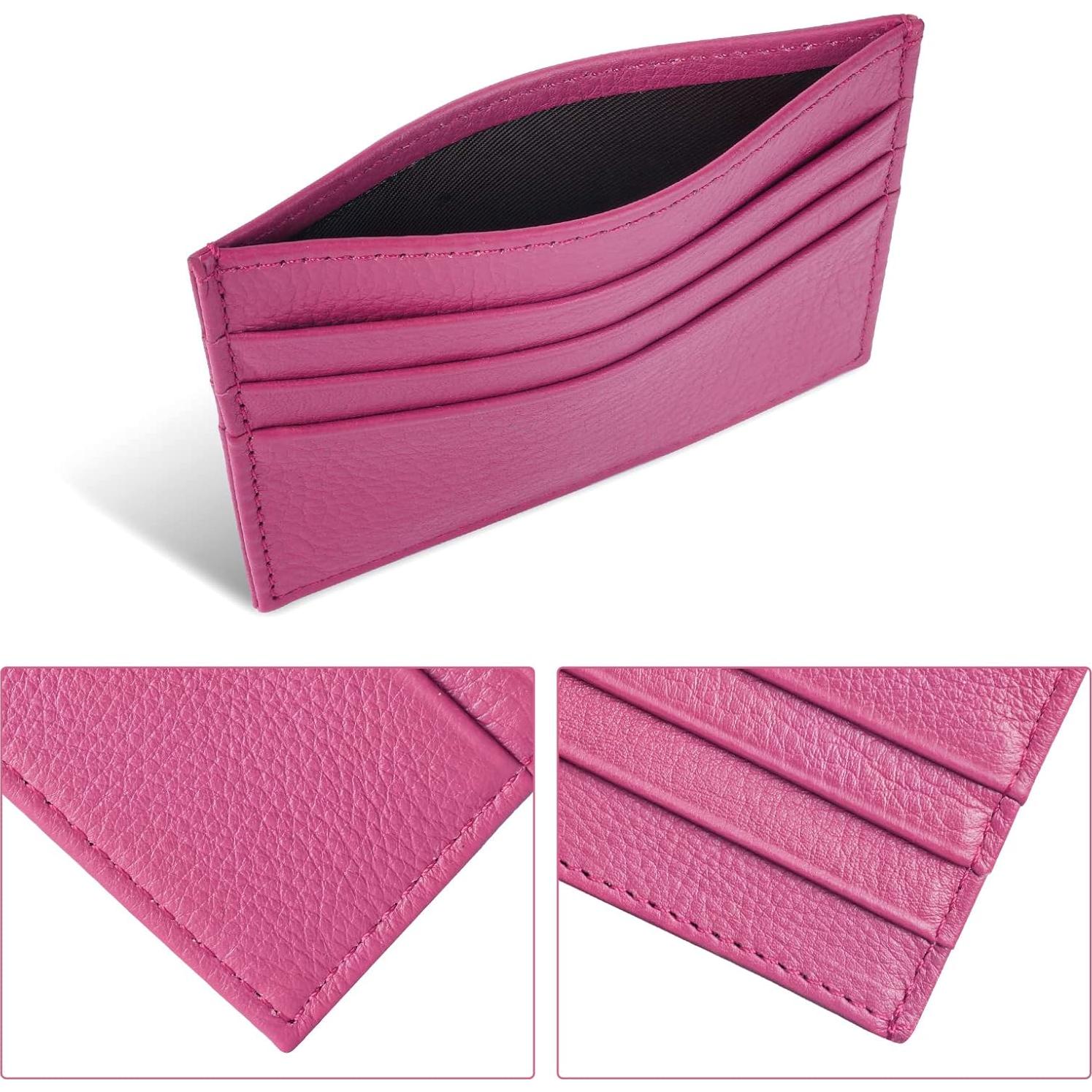 Billetera de Cuero URAQT Minimalista con Bloqueo RFID 6 Tarjetas