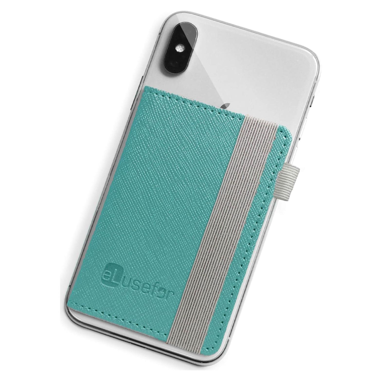 Billetera Adherible eLusefor Turquesa para Teléfono - 6 Tarjetas
