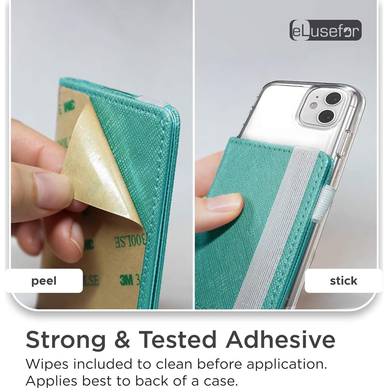 Billetera Adherible eLusefor Turquesa para Teléfono - 6 Tarjetas