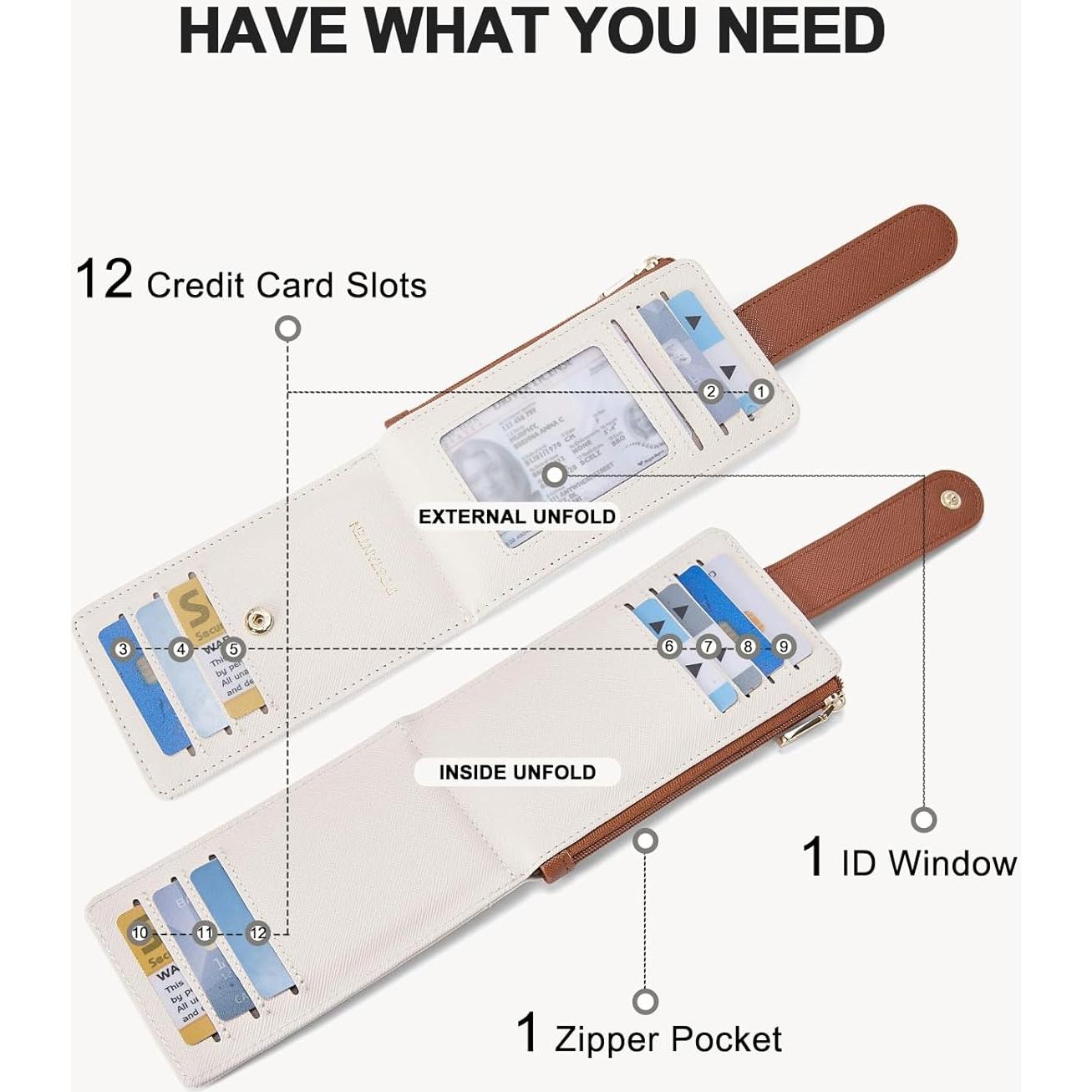 Cartera BOSTANTEN Slim Mujer Cuero Bifold RFID Beige Marrón