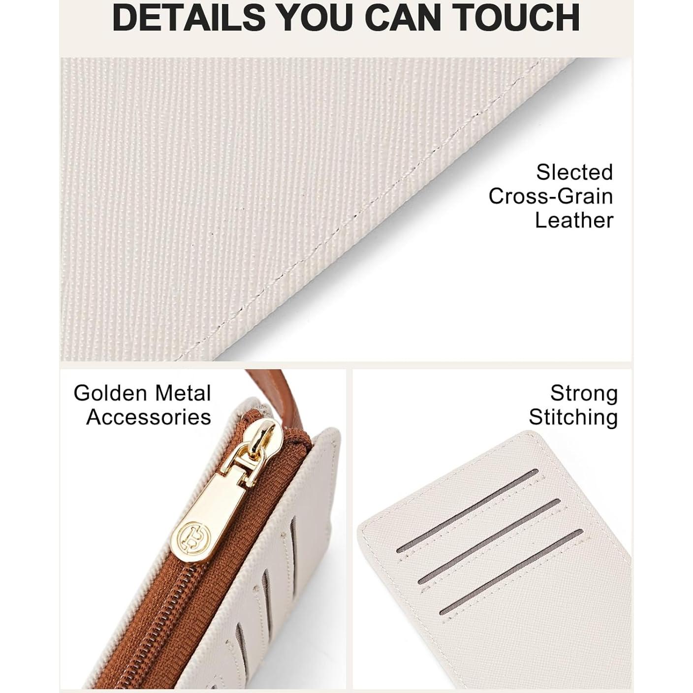 Cartera BOSTANTEN Slim Mujer Cuero Bifold RFID Beige Marrón