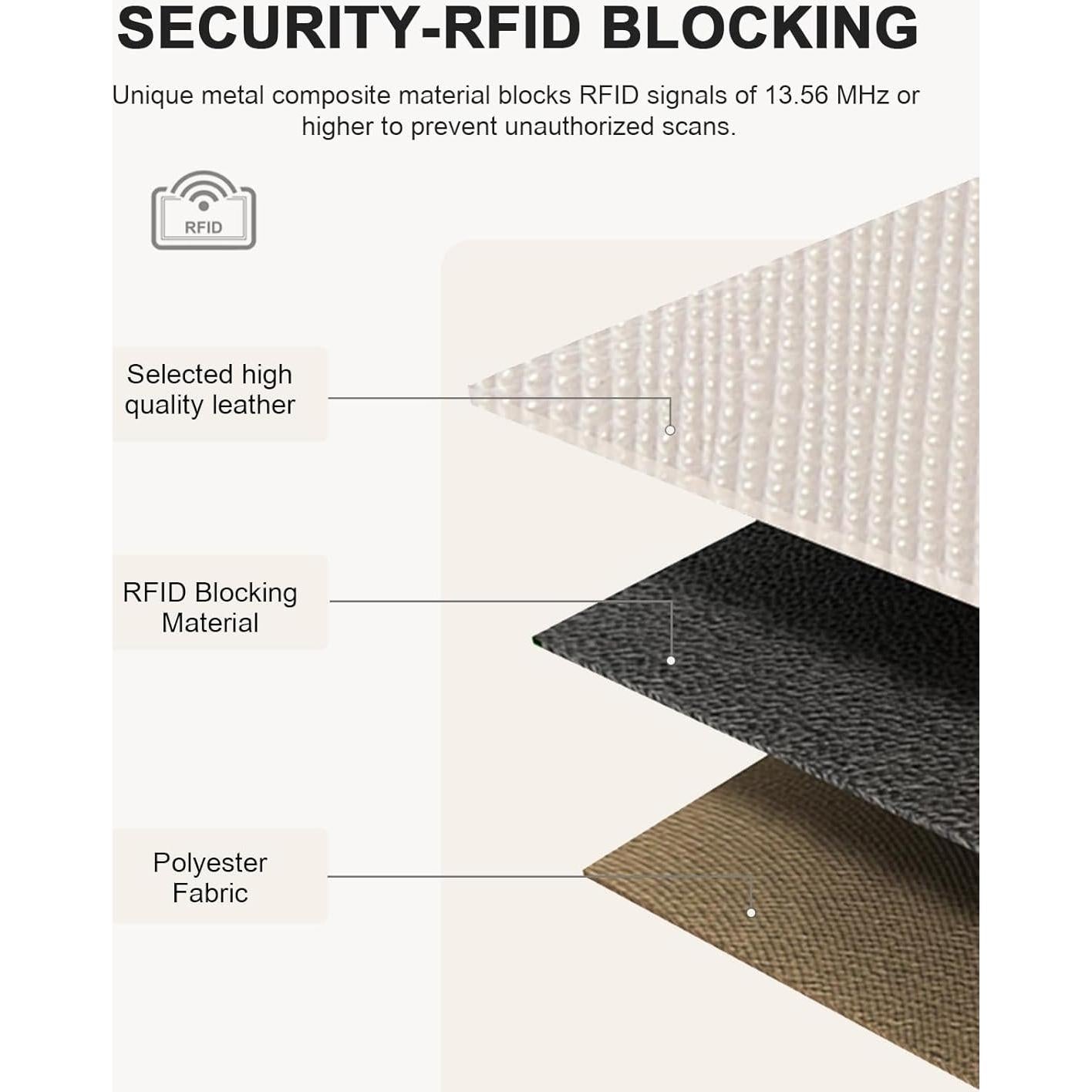 Cartera BOSTANTEN Slim Mujer Cuero Bifold RFID Beige Marrón