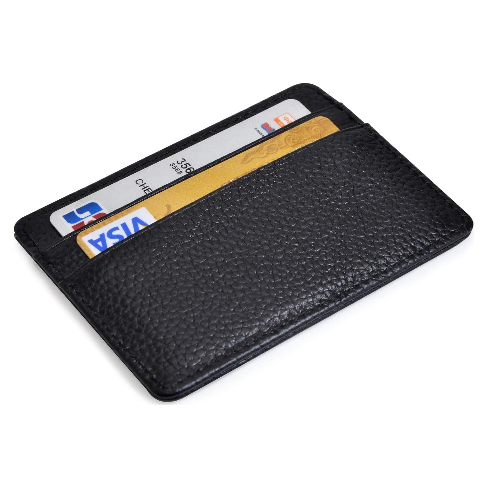 Tarjetero de Cuero Genuino EASTNIGHTS Minimalista Negro