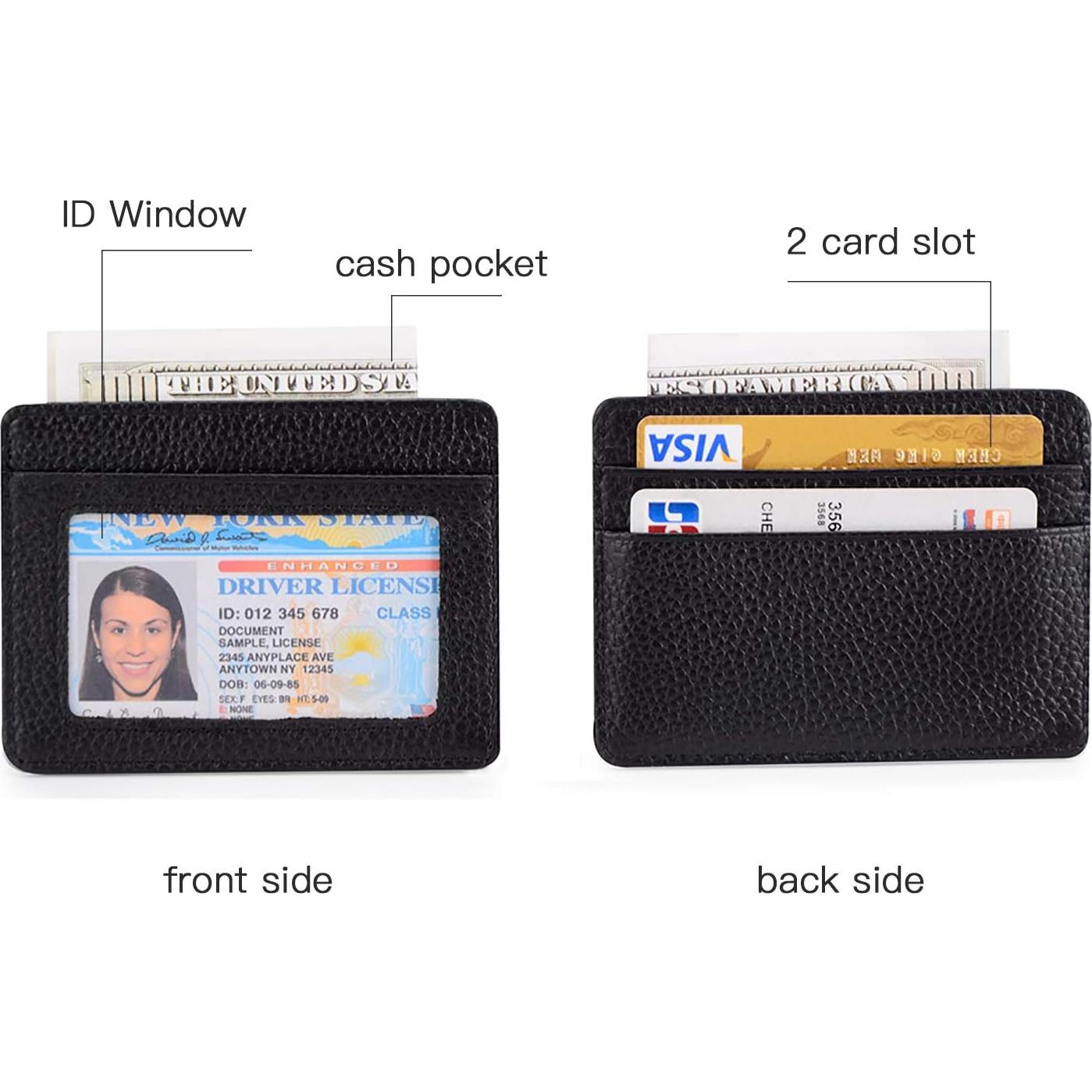 Tarjetero de Cuero Genuino EASTNIGHTS Minimalista Negro