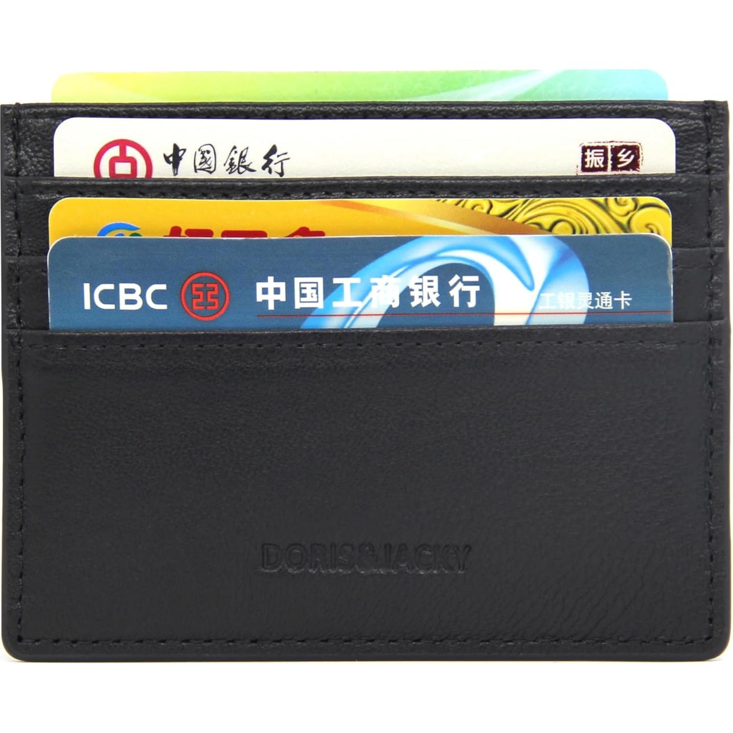 Cartera Minimalista de Cuero Doris&Jacky para Tarjetas - Negro