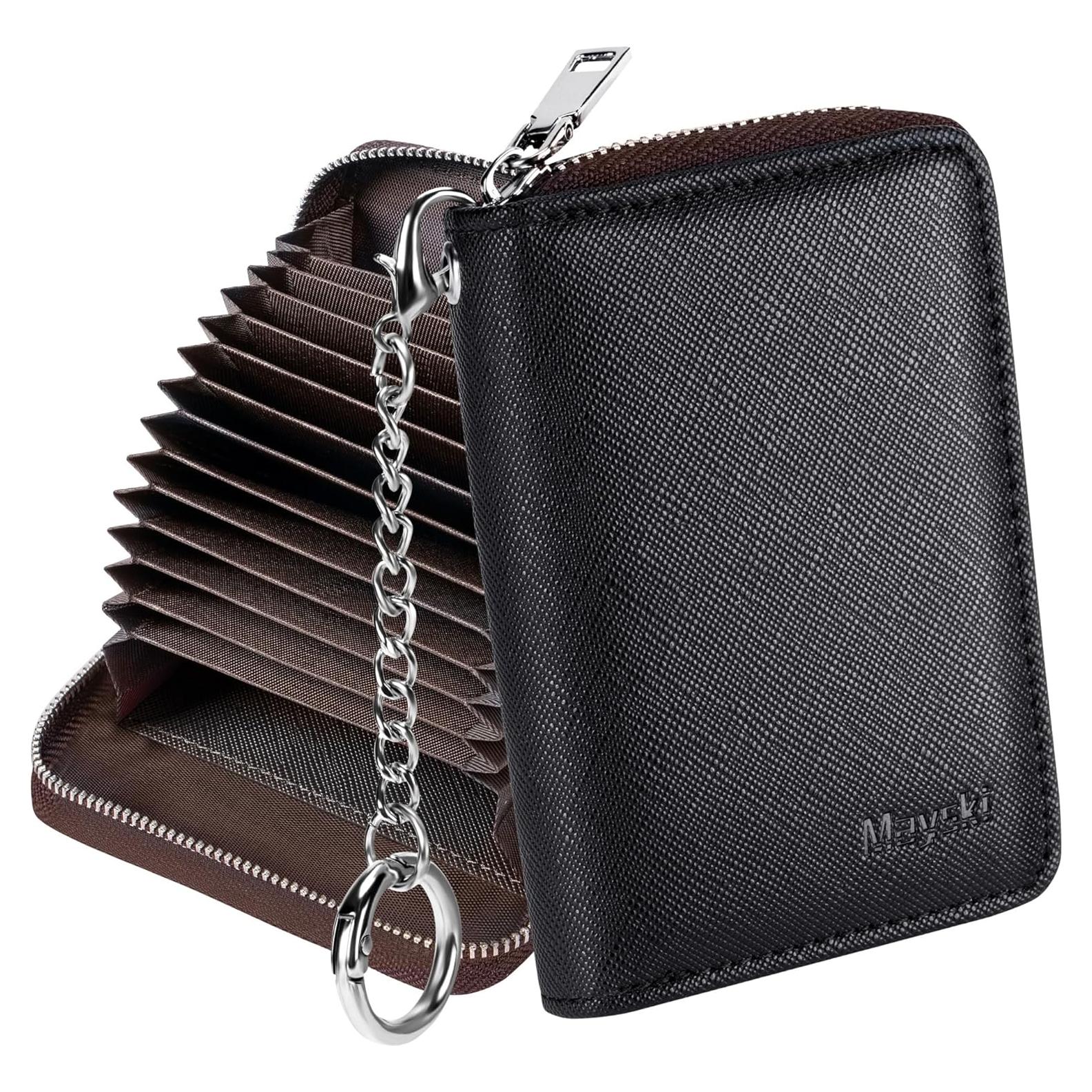 Portatarjetas de Crédito Mayski Negro con Cremallera y Llavero