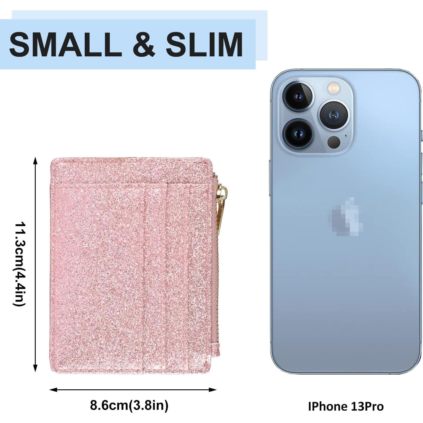 Cartera Slim RFID Woogwin para Mujeres - Mini Cartera con Llavero