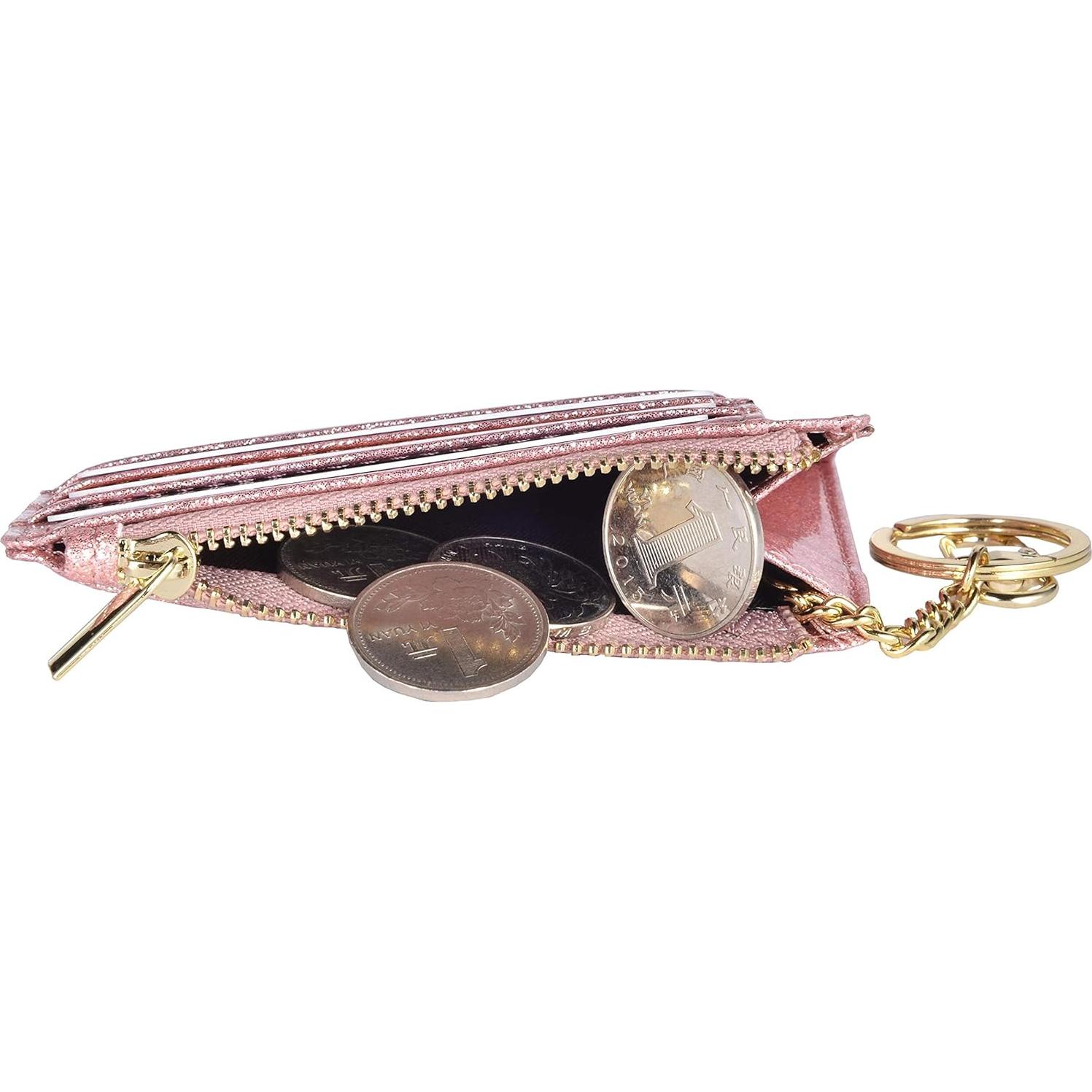 Cartera Slim RFID Woogwin para Mujeres - Mini Cartera con Llavero