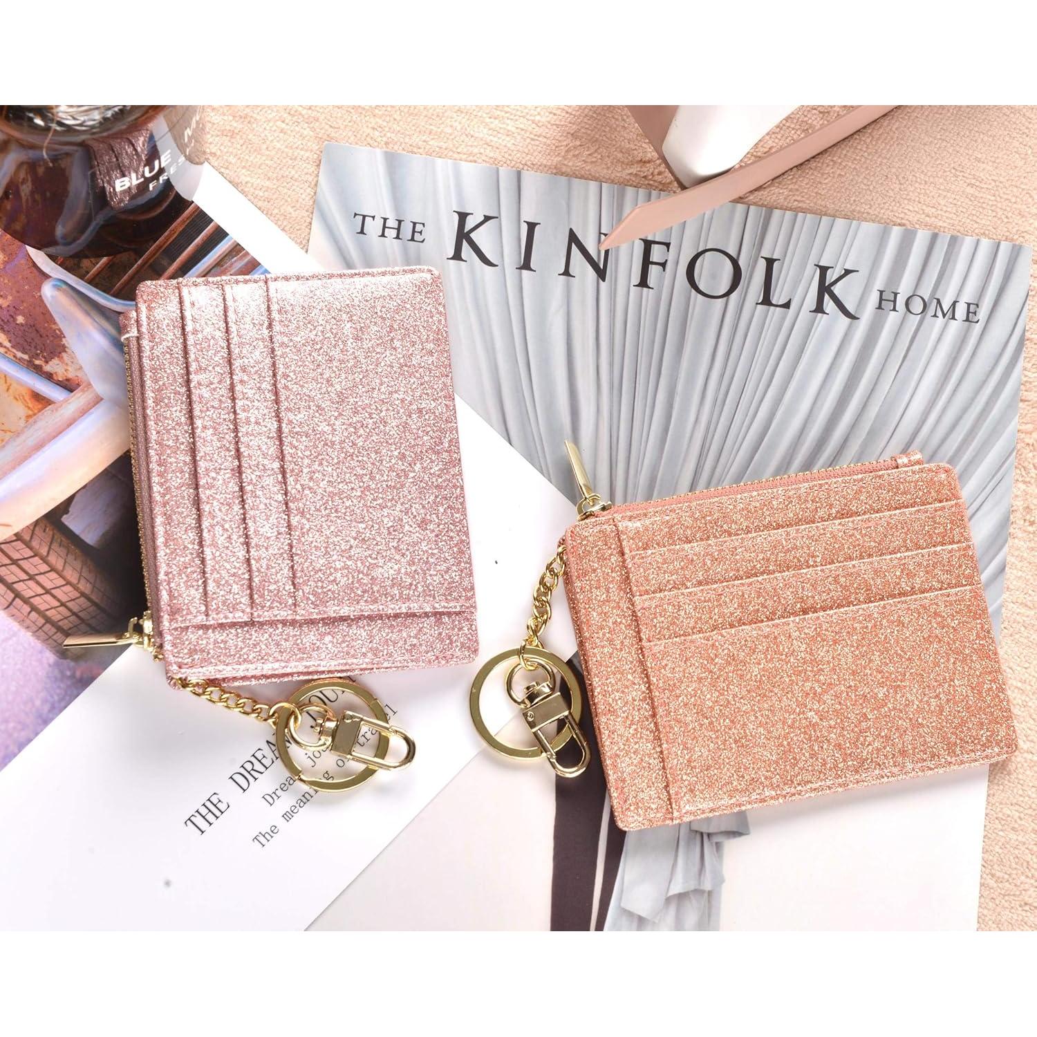 Cartera Slim RFID Woogwin para Mujeres - Mini Cartera con Llavero