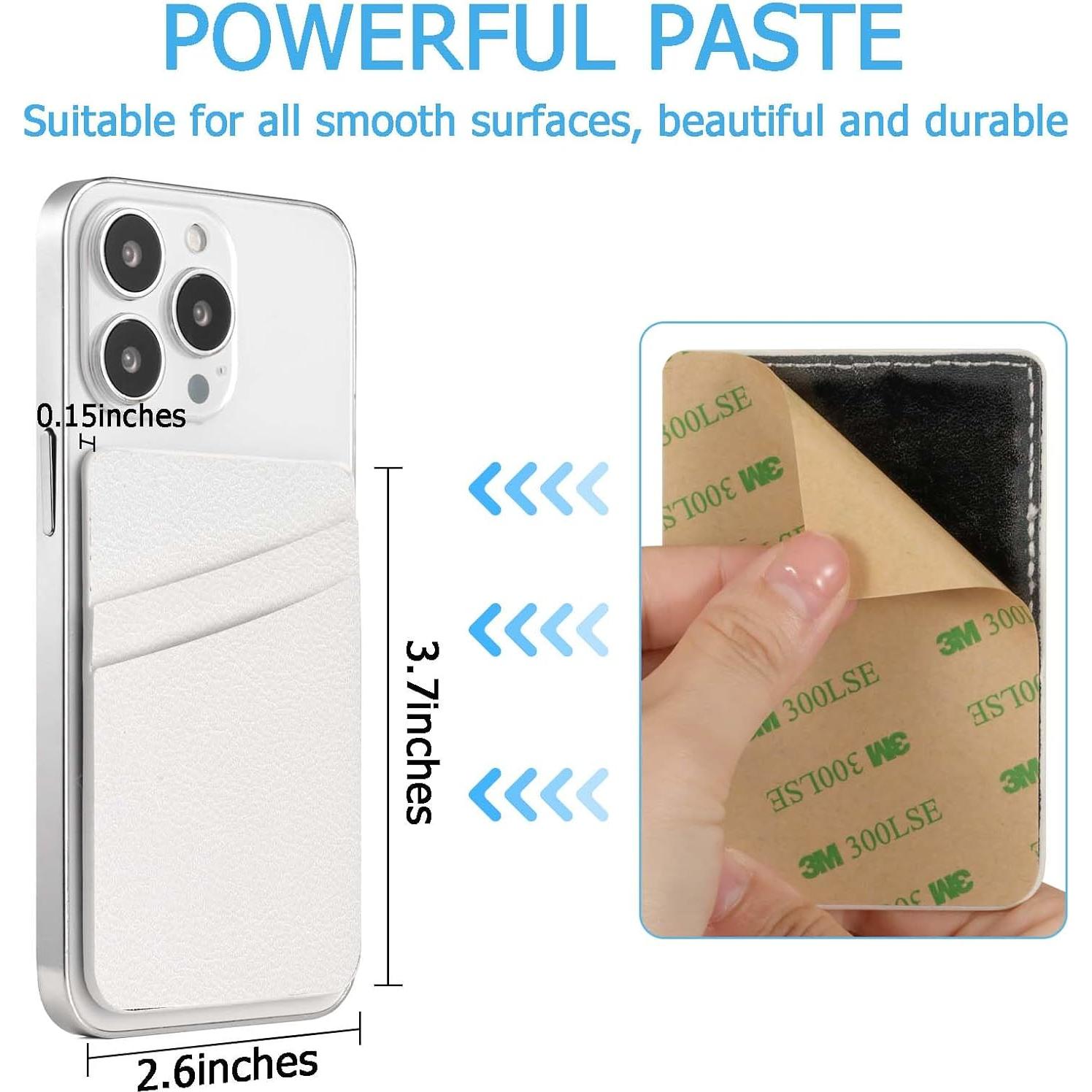 Soporte de Tarjeta de Teléfono Tihywr Blanco - Cuero PU, Doble Bolsillo