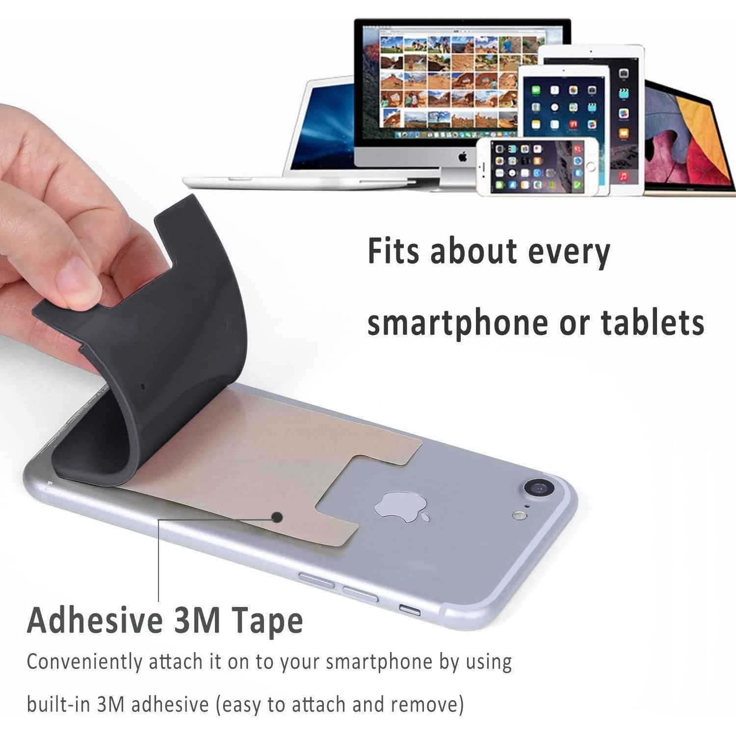 Cartera Adhesiva para Teléfono AgentWhite, Gris/Negro/Blanco