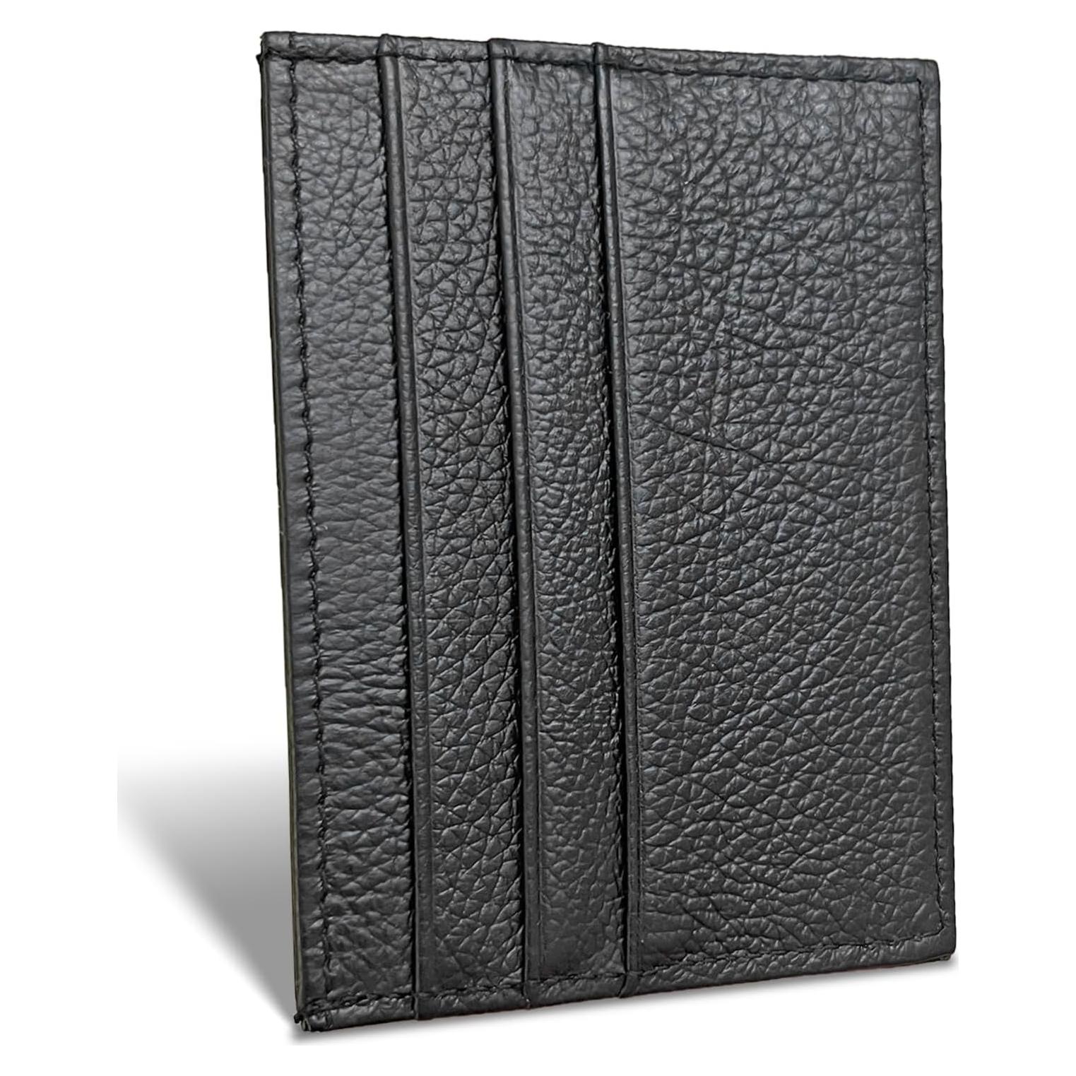 Billetera Portatarjetas RFID WOXVM de Cuero Minimalista Negra