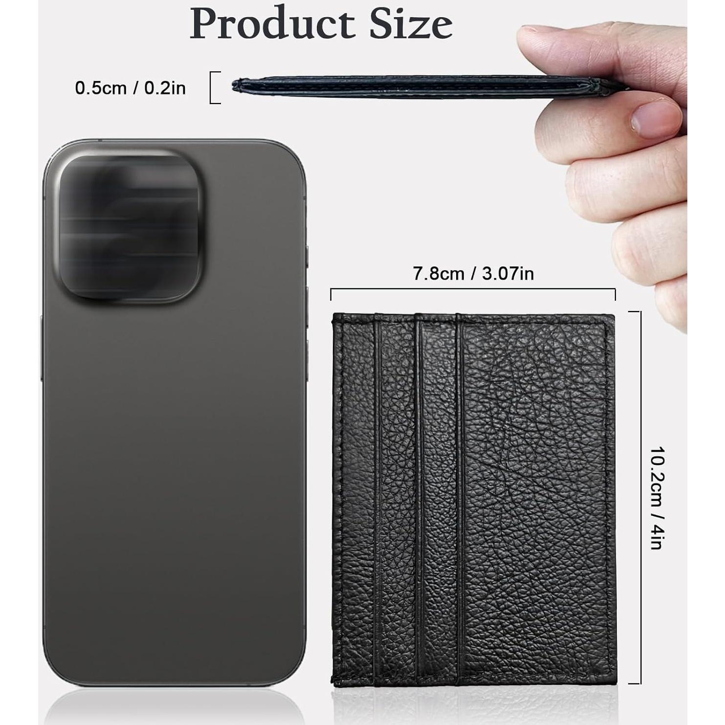 Billetera Portatarjetas RFID WOXVM de Cuero Minimalista Negra