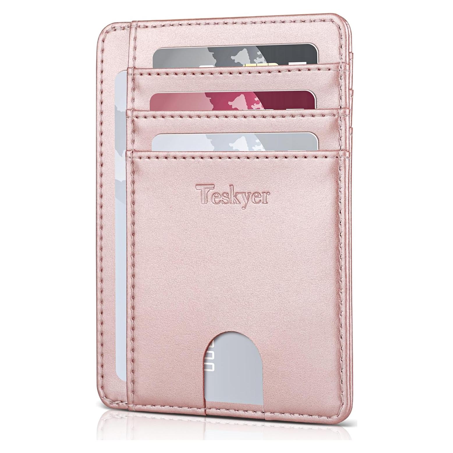 Billetera Slim Teskyer de Cuero Minimalista con Bloqueo RFID