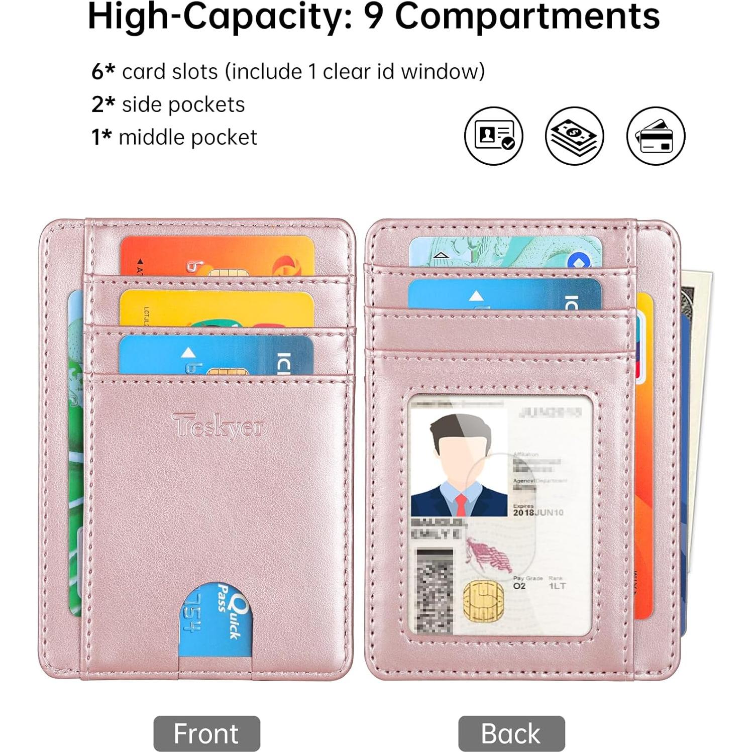 Billetera Slim Teskyer de Cuero Minimalista con Bloqueo RFID