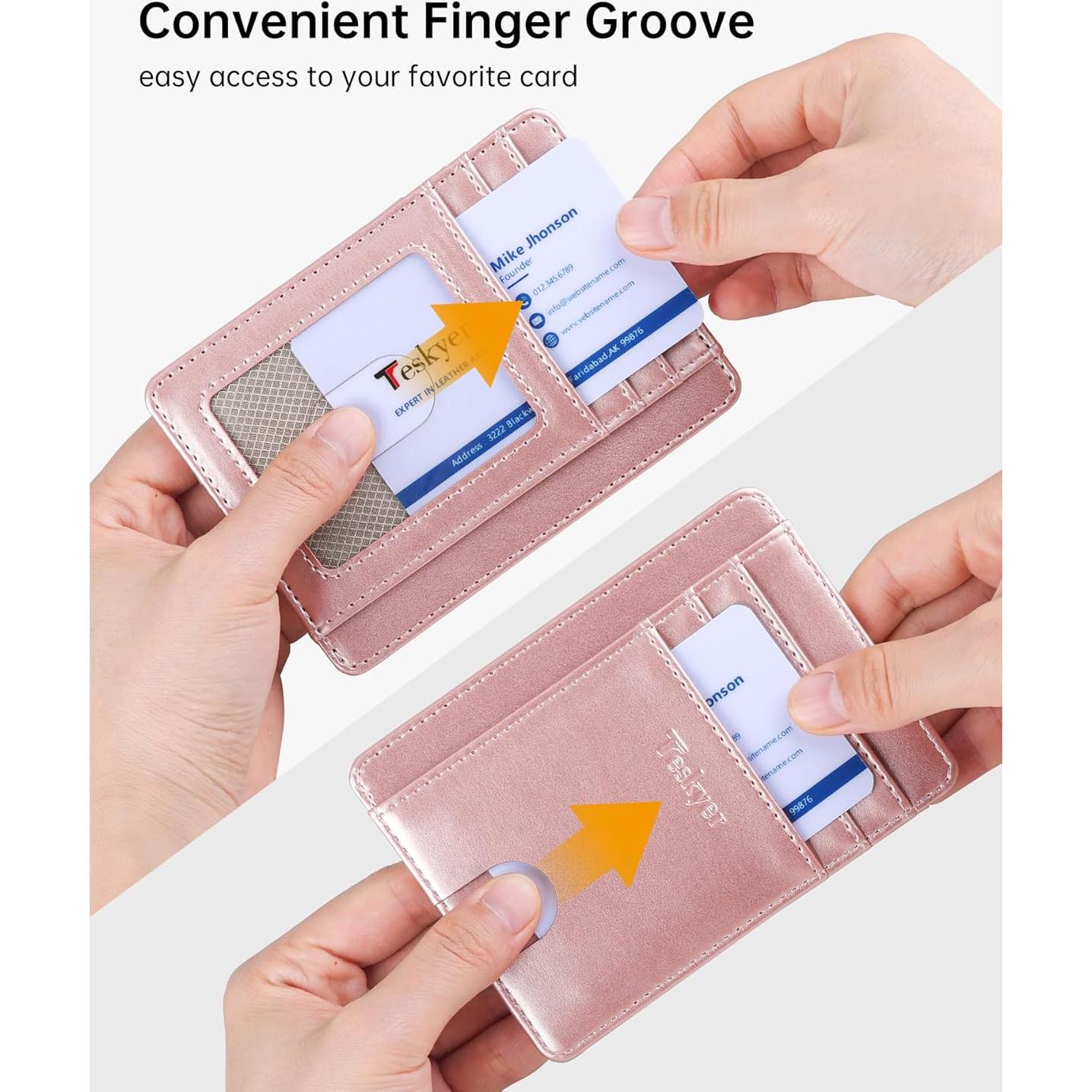 Billetera Slim Teskyer de Cuero Minimalista con Bloqueo RFID