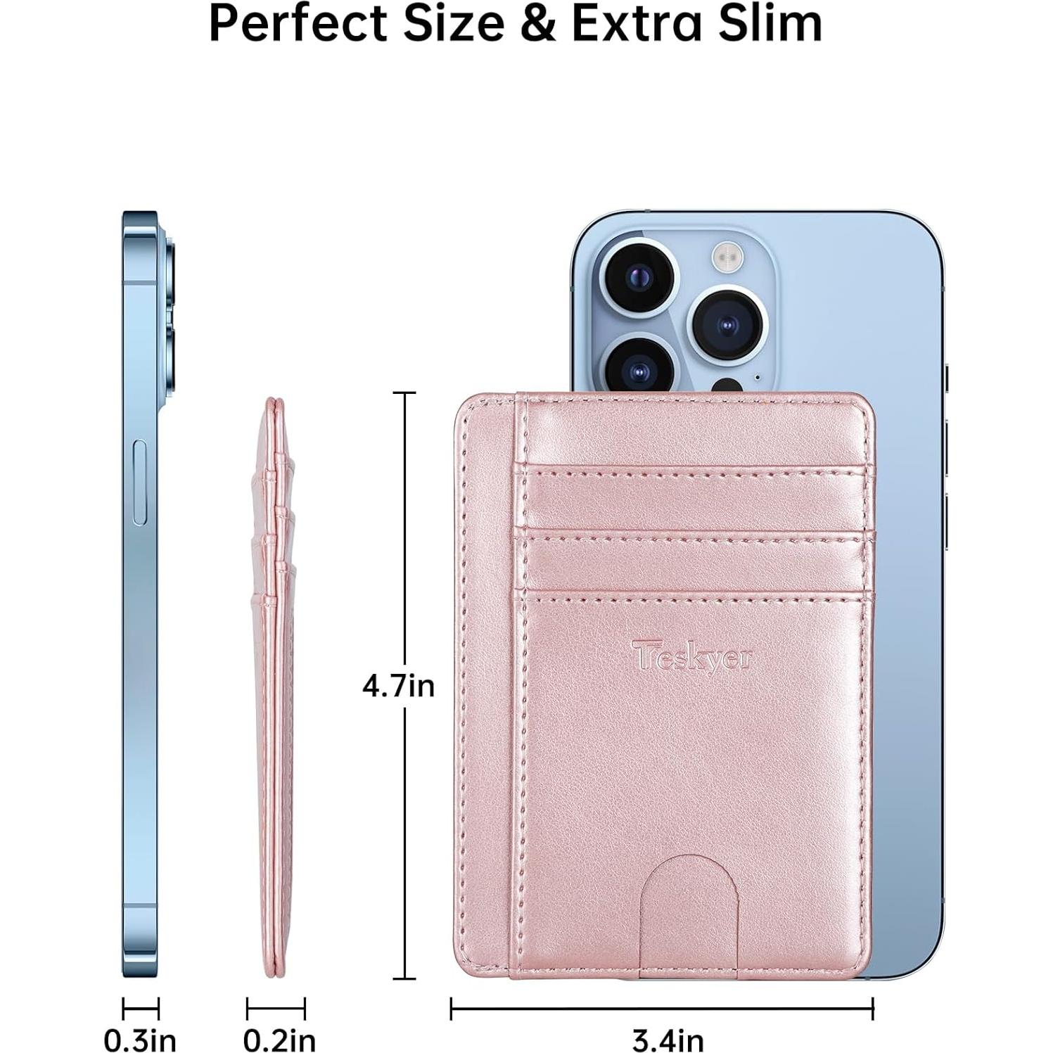 Billetera Slim Teskyer de Cuero Minimalista con Bloqueo RFID