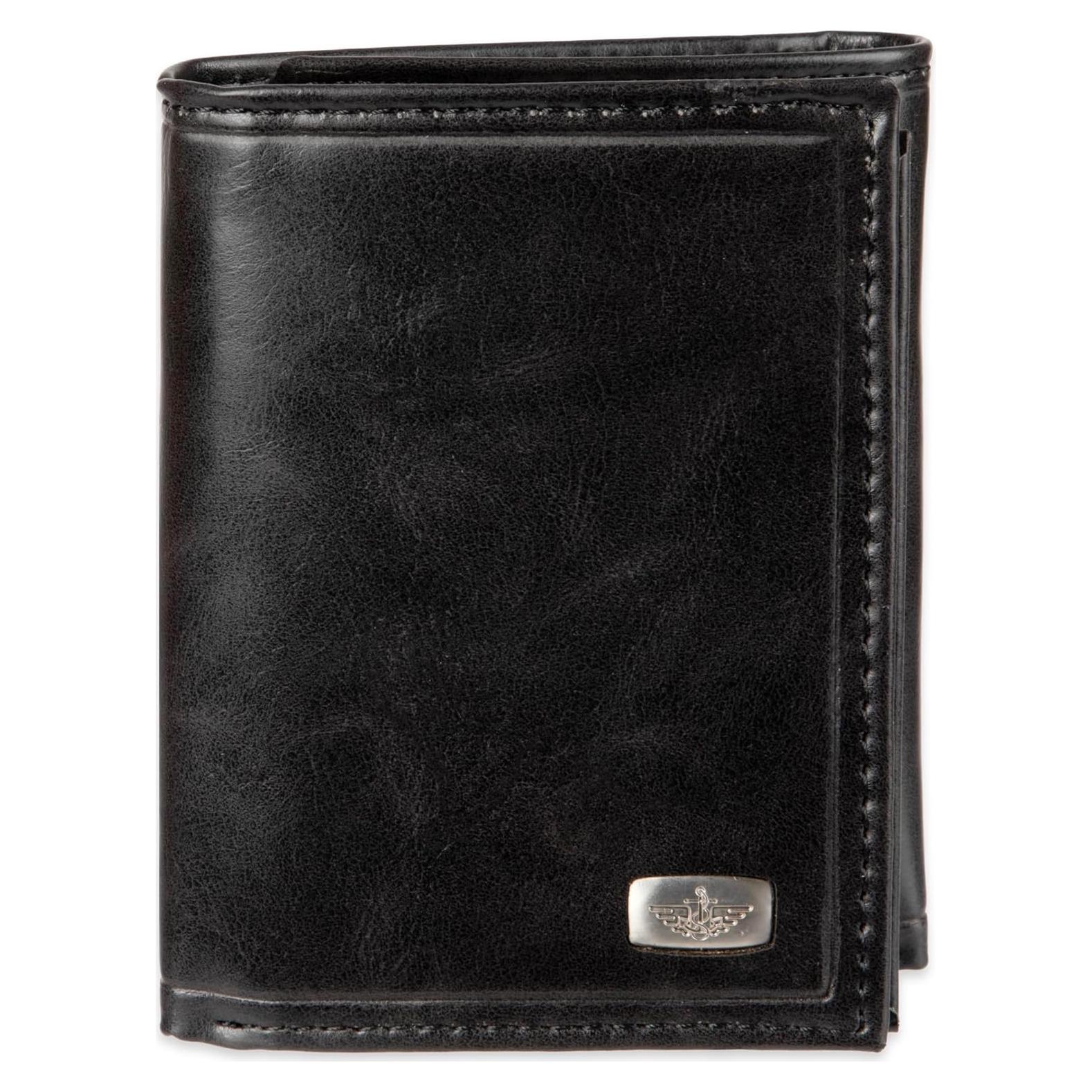 Billetera Trifold Dockers Hombre Cuero Negro RFID 12 Tarjetas
