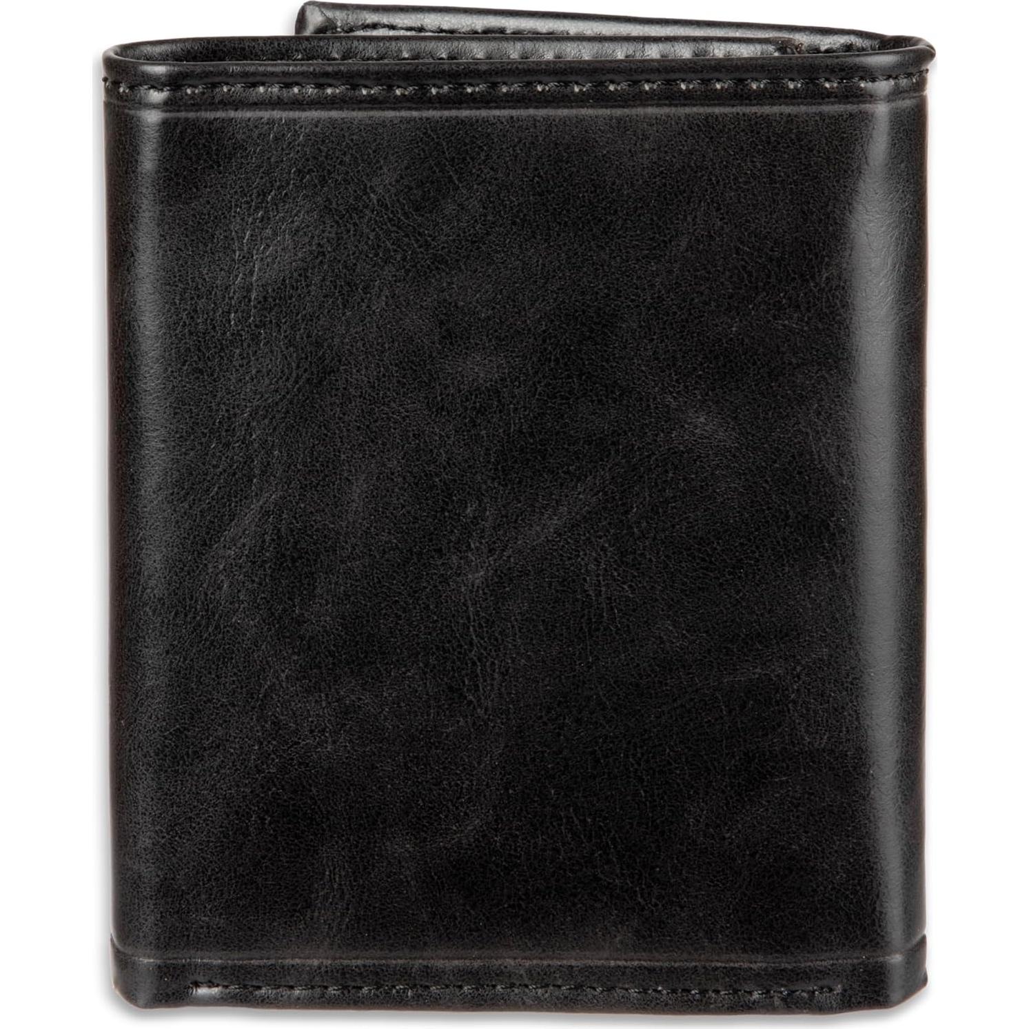 Billetera Trifold Dockers Hombre Cuero Negro RFID 12 Tarjetas
