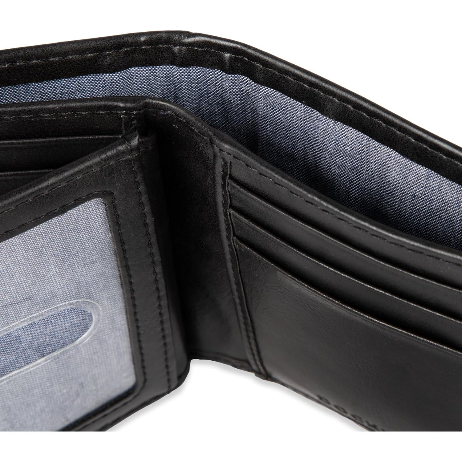 Billetera Trifold Dockers Hombre Cuero Negro RFID 12 Tarjetas