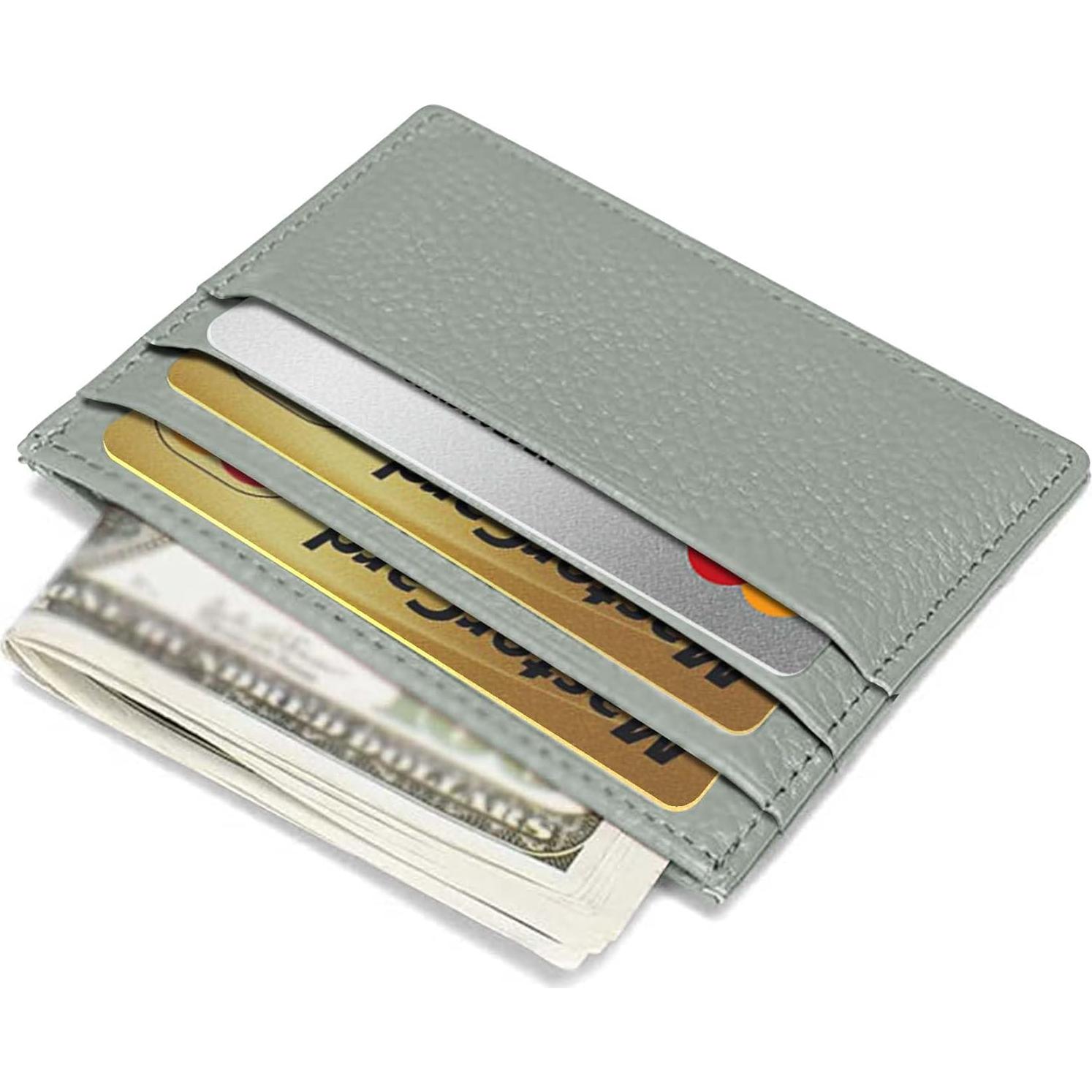 Cartera de Cuero Genuino M-Plateau Verde Claro Delgada 6 Tarjetas