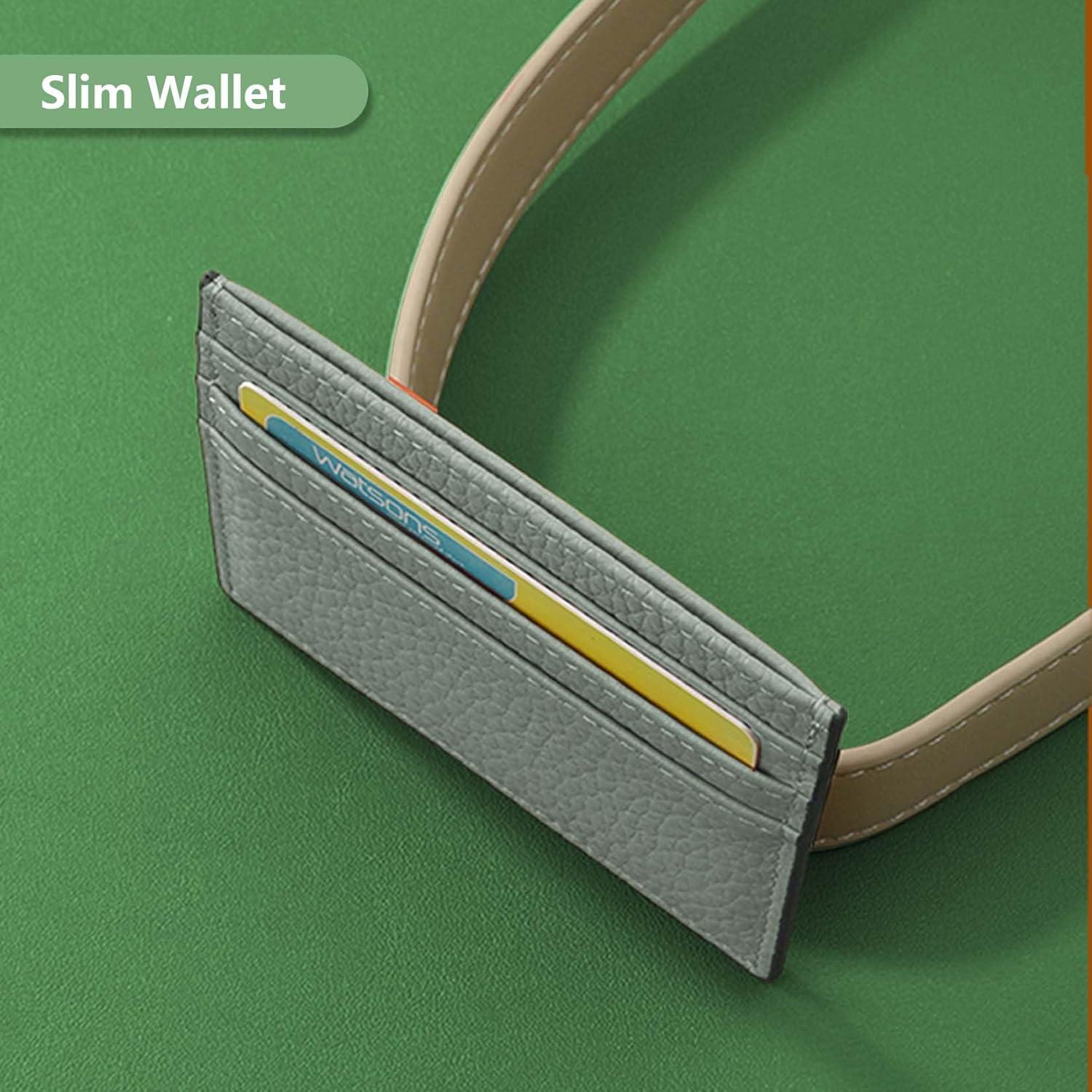 Cartera de Cuero Genuino M-Plateau Verde Claro Delgada 6 Tarjetas