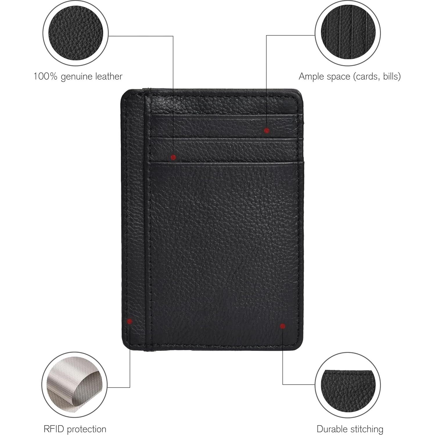 Billetera Minimalista Slim de Cuero Genuino Clifton Heritage - RFID