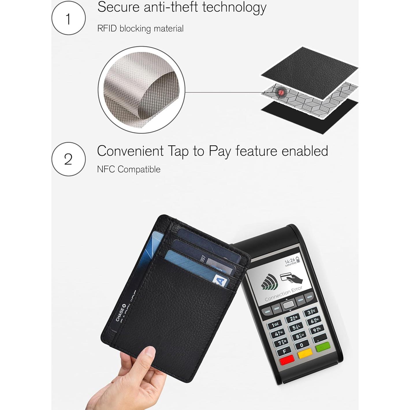 Billetera Minimalista Slim de Cuero Genuino Clifton Heritage - RFID