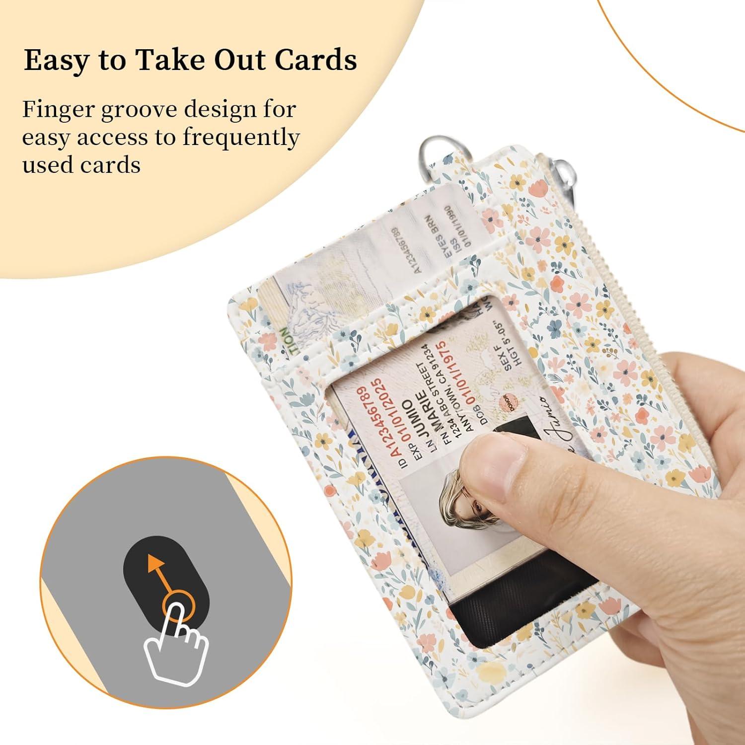 Cartera Slim Hancynir Flores Blancas RFID para Mujeres 11.2x8.5cm