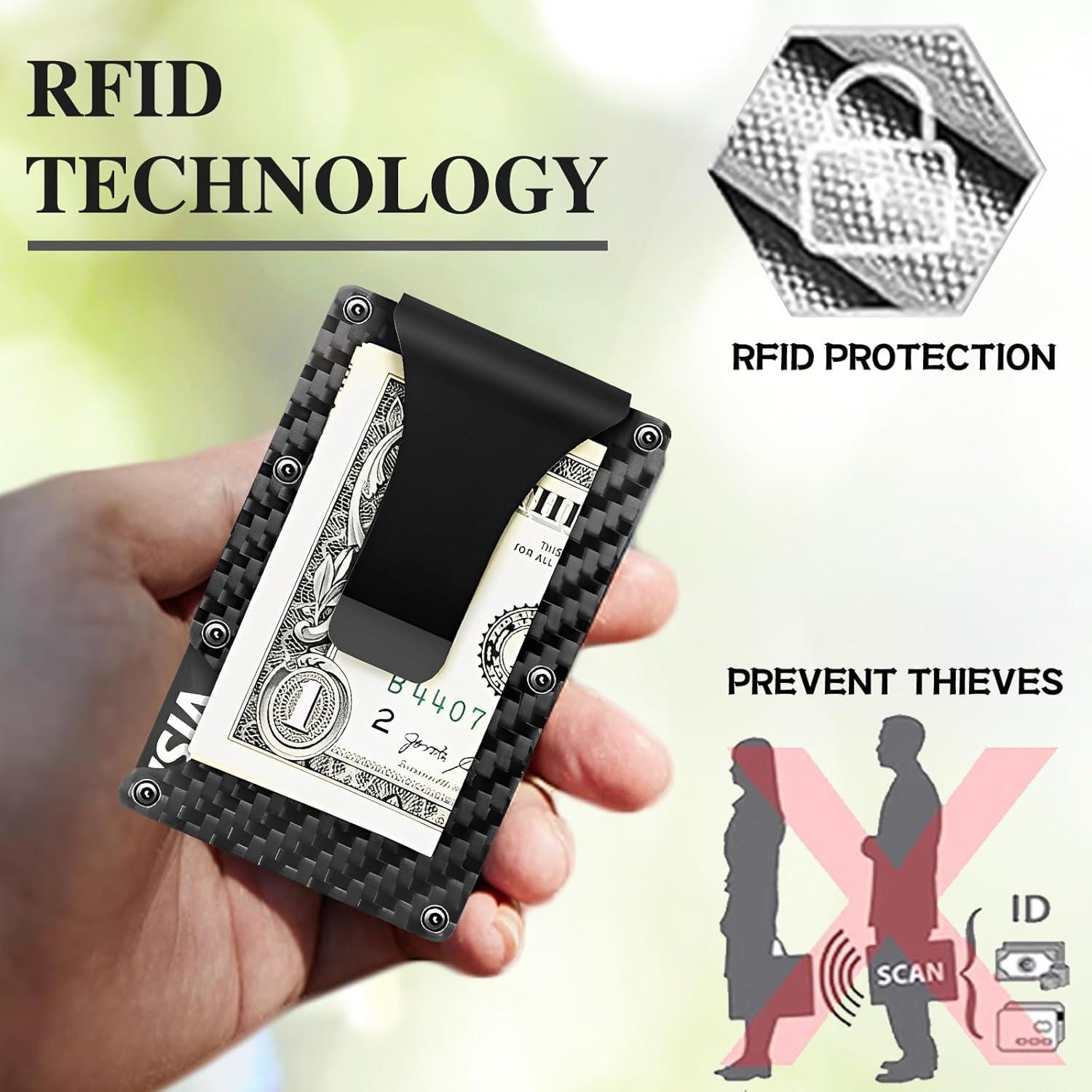 Billetera Minimalista RFID Aluminio YIWU Fibra de Carbono